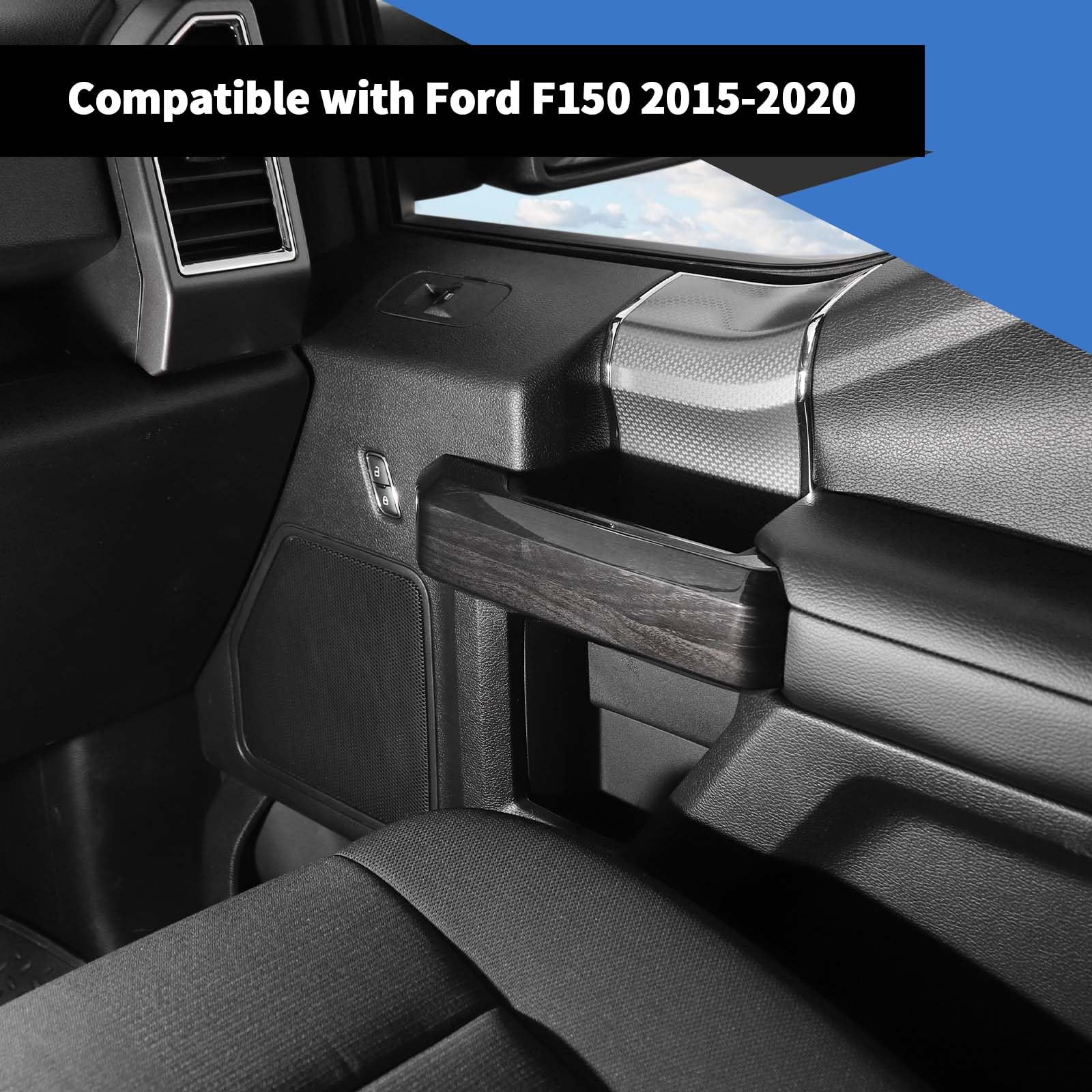 Voodonala For F-150 2015-2020Inner Door Handle Covers Trim For Ford F150 2015-2020 Compatible With Ford F150 F250 F350(Black Woo