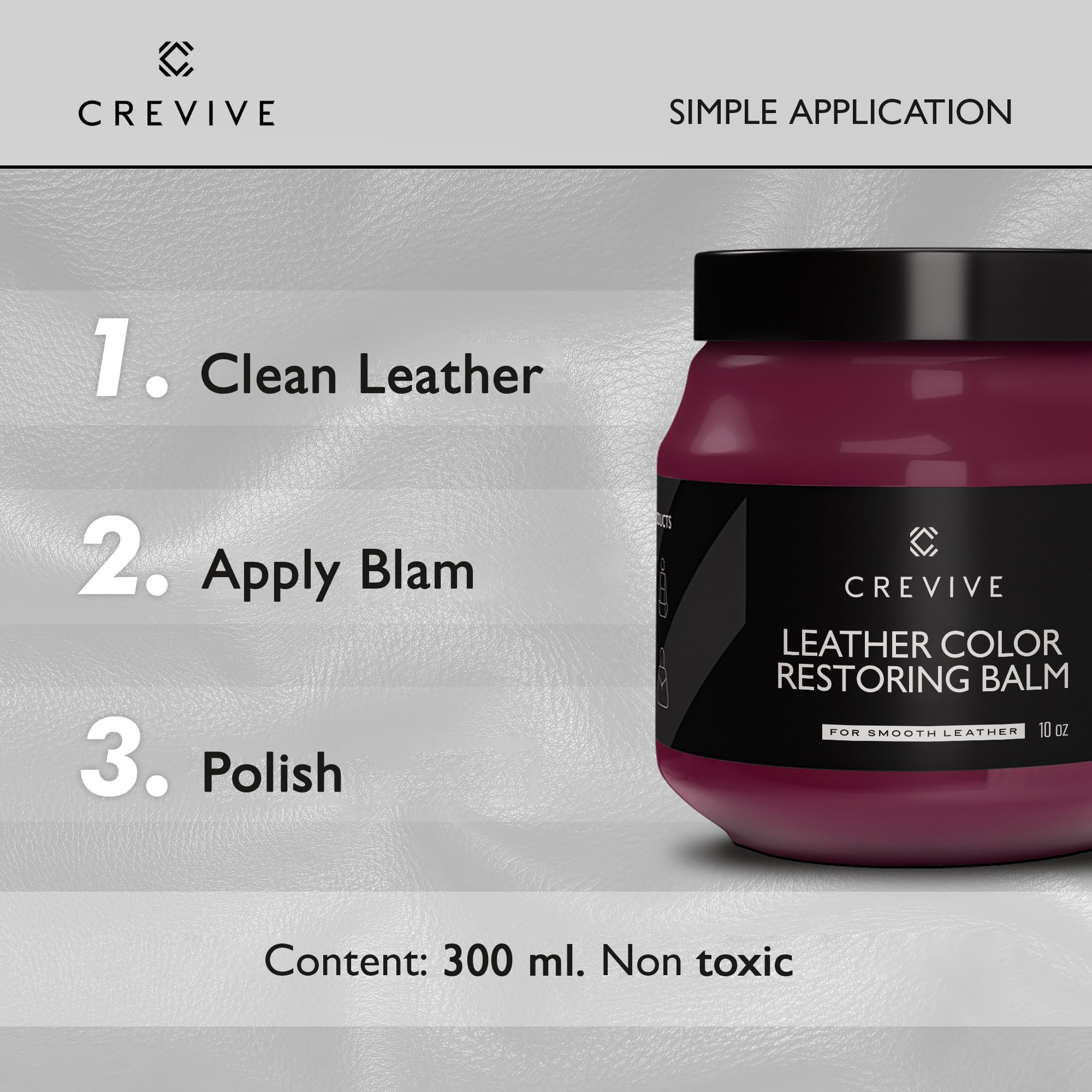 Crevive Leather Recoloring Balm Bordeaux 10 Oz - Leather Color Restorer - Leather Restorer For Couches - Leather Balm Bordeaux