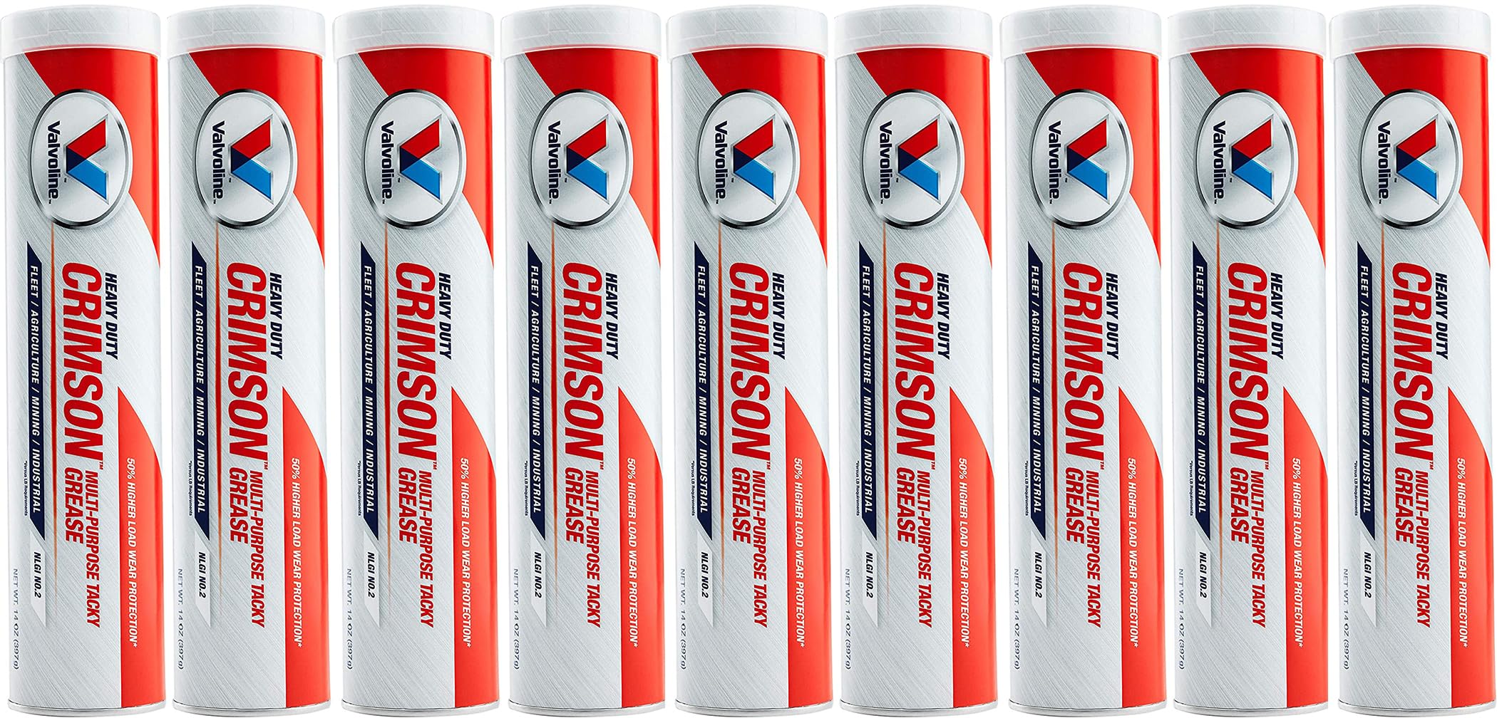10 Pack VV70124 Multi Purpose Grease; Crimson; Red 14 Ounce Cartridge