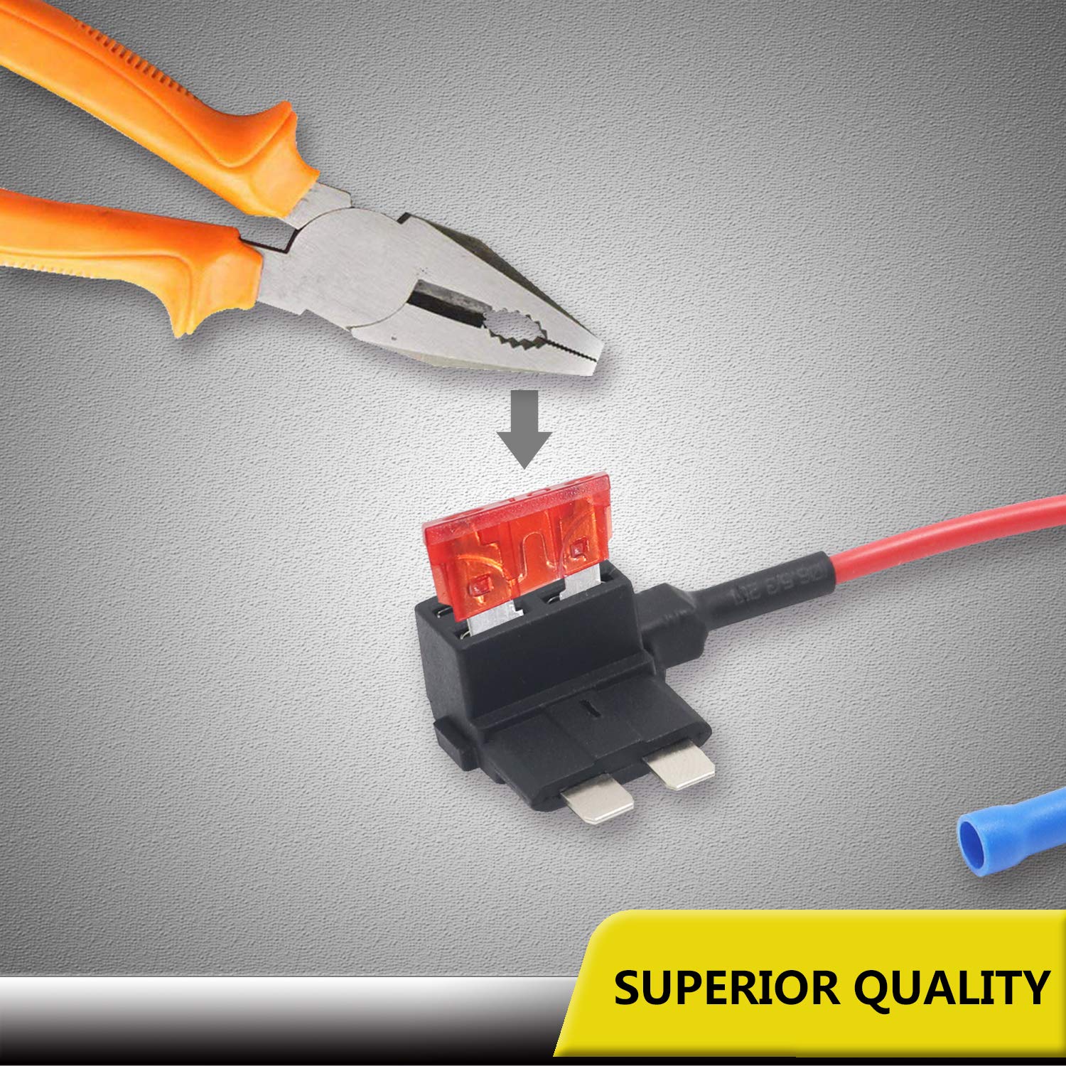 Recoil Ft1-10 10 Pack 12V Car Add-A-Circuit Fuse Tap Adapter Ato Atc Blade Fuse Holder With 10Pcs 10A,20A Fuses