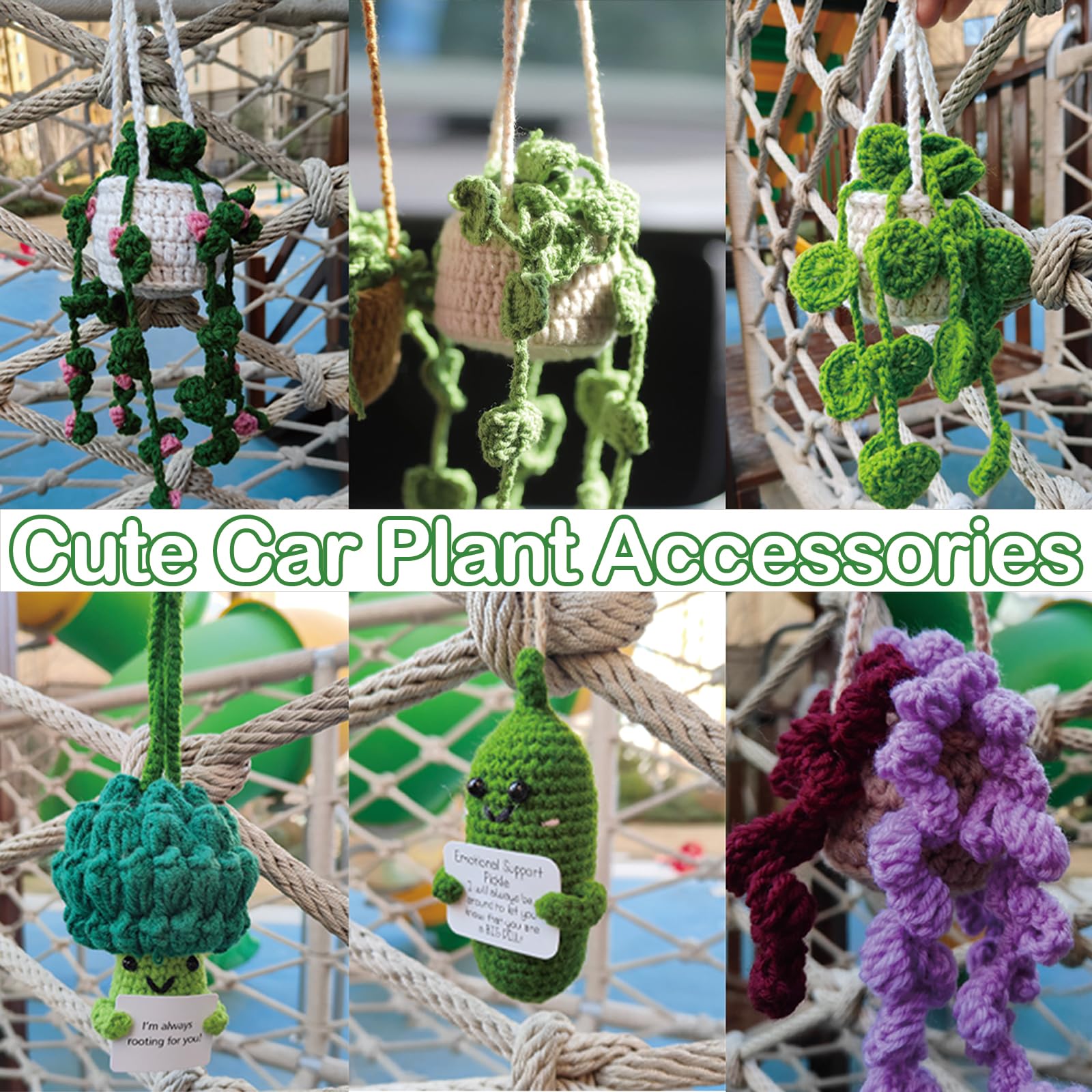 Cute Car Plant Accessories Cute Plant Crochet Car Mirror Suspension Accessories Orchid Potted Crochet Hand Woven Rearview Mirror