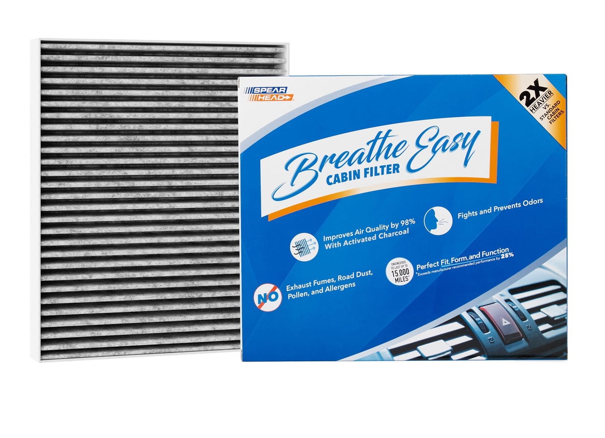 Spearhead Odor Defense Breathe Easy Ac & Heater Cabin Filter | Fits Altima, Kicks, Pathfinder, Rogue, Versa, Qx50, Qx55, Qx60 | Up To 25% Longer Lasting W/Activated Carbon (Be-552)
