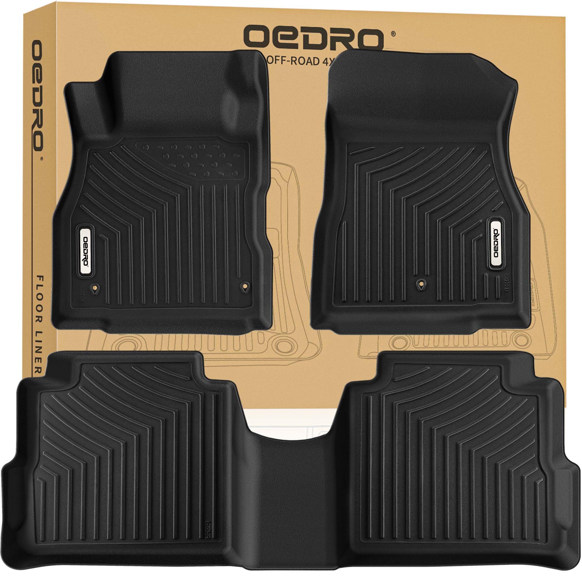 Oedro Floor Mats Compatible With 2018-2024 Nissan Kicks, Custom Fit Front & 2Nd Seat Black Tpe All-Weather Guard 2 Row Floor Lin