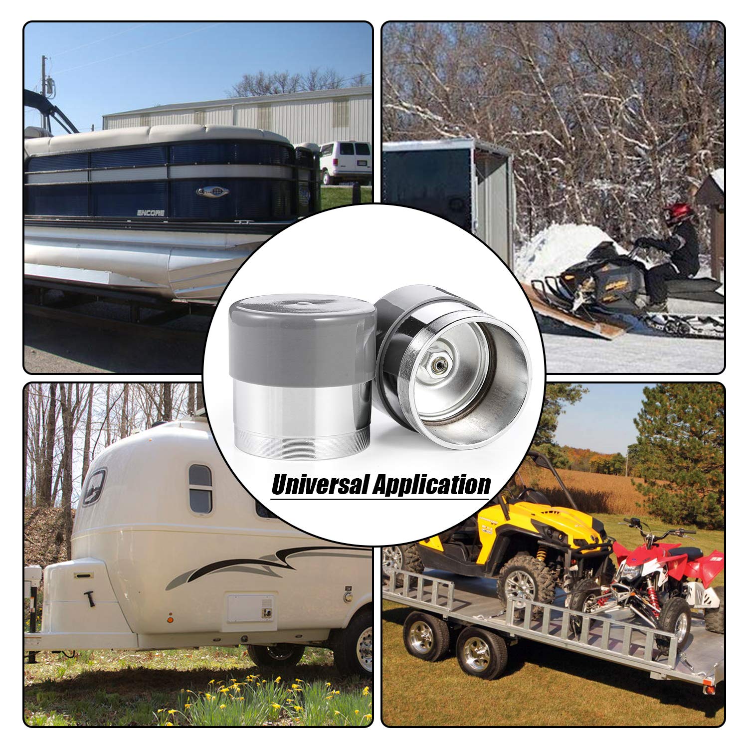 Czc Auto 1.98 Inch Bearing Protectors With Protective Bras For Trailer Boat, Chromed, Pair