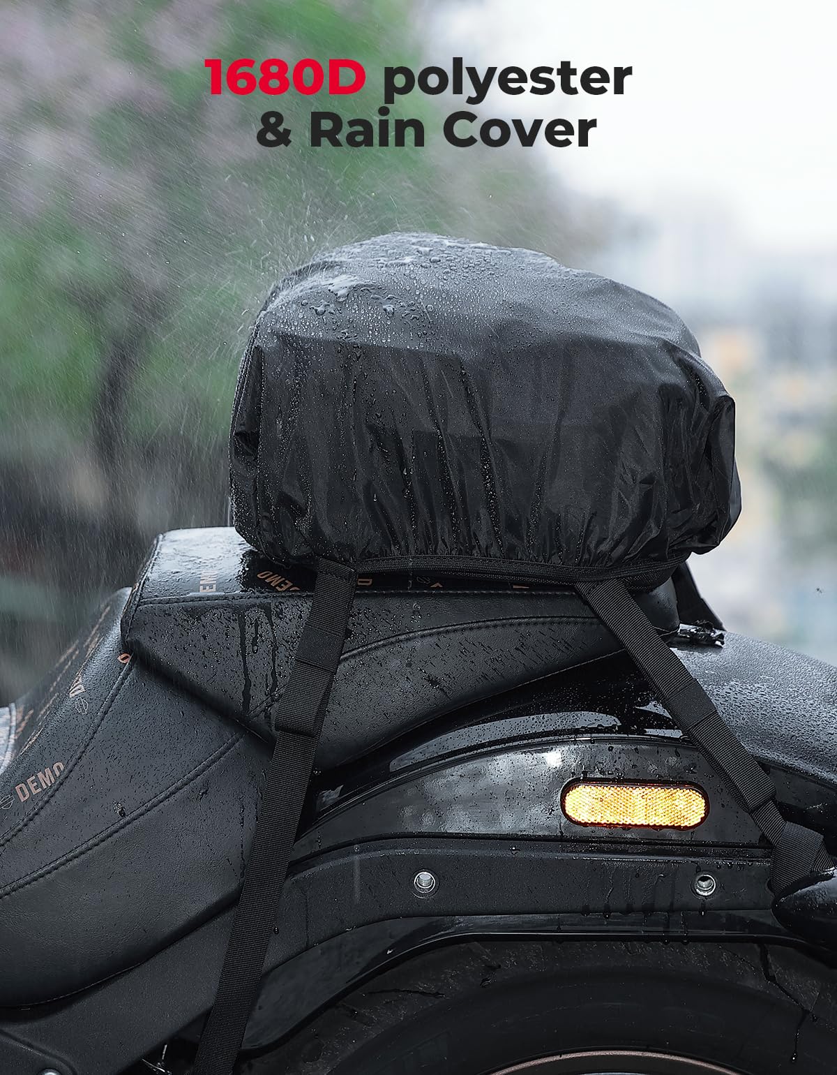 Kemimoto Motorcycle Tail Bag, Dual Use Motorcycle Rear Seat Bag With Waterproof Rain Cover, 7-14L Expandable Motorbike Helmet Ba