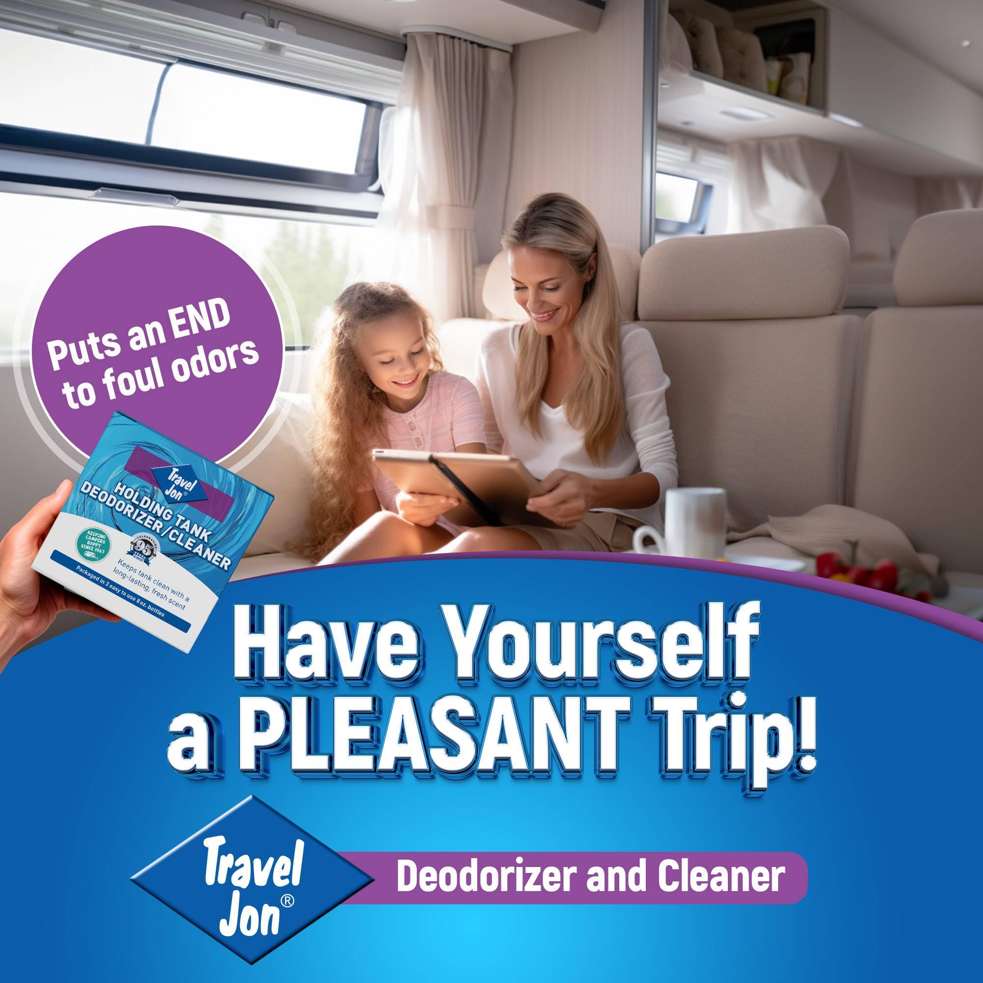 Travel Jon Rv Toilet Treatment - Gray & Black Tank Treatment, Holding Tank Waste Digester For Rv, Camper, Boat, & Porta Potty -