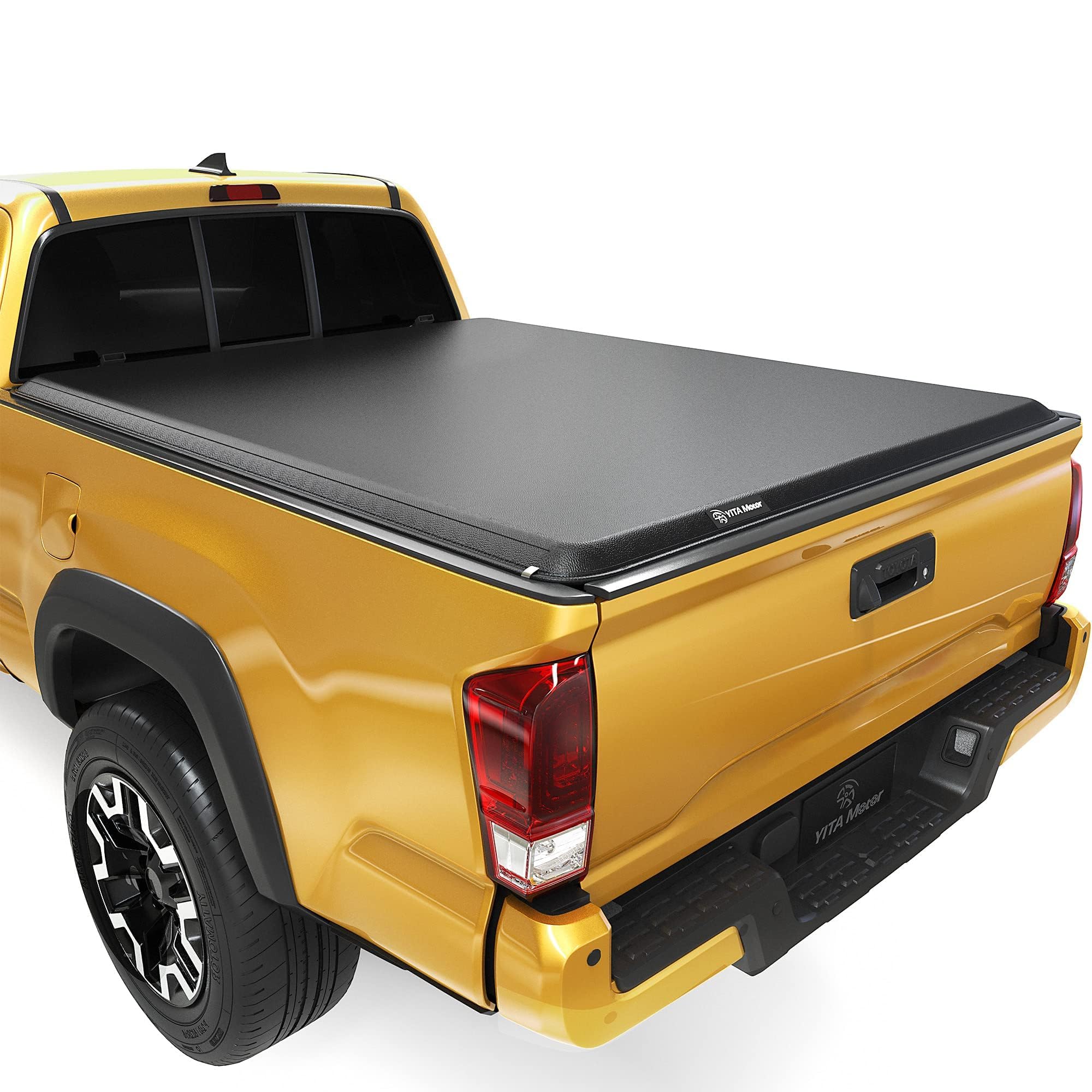 Yitamotor Soft Roll Up Truck Bed Tonneau Cover Compatible With 2005-2015 Toyota Tacoma, Fleetside 5 Ft Bed With Deck Rail System