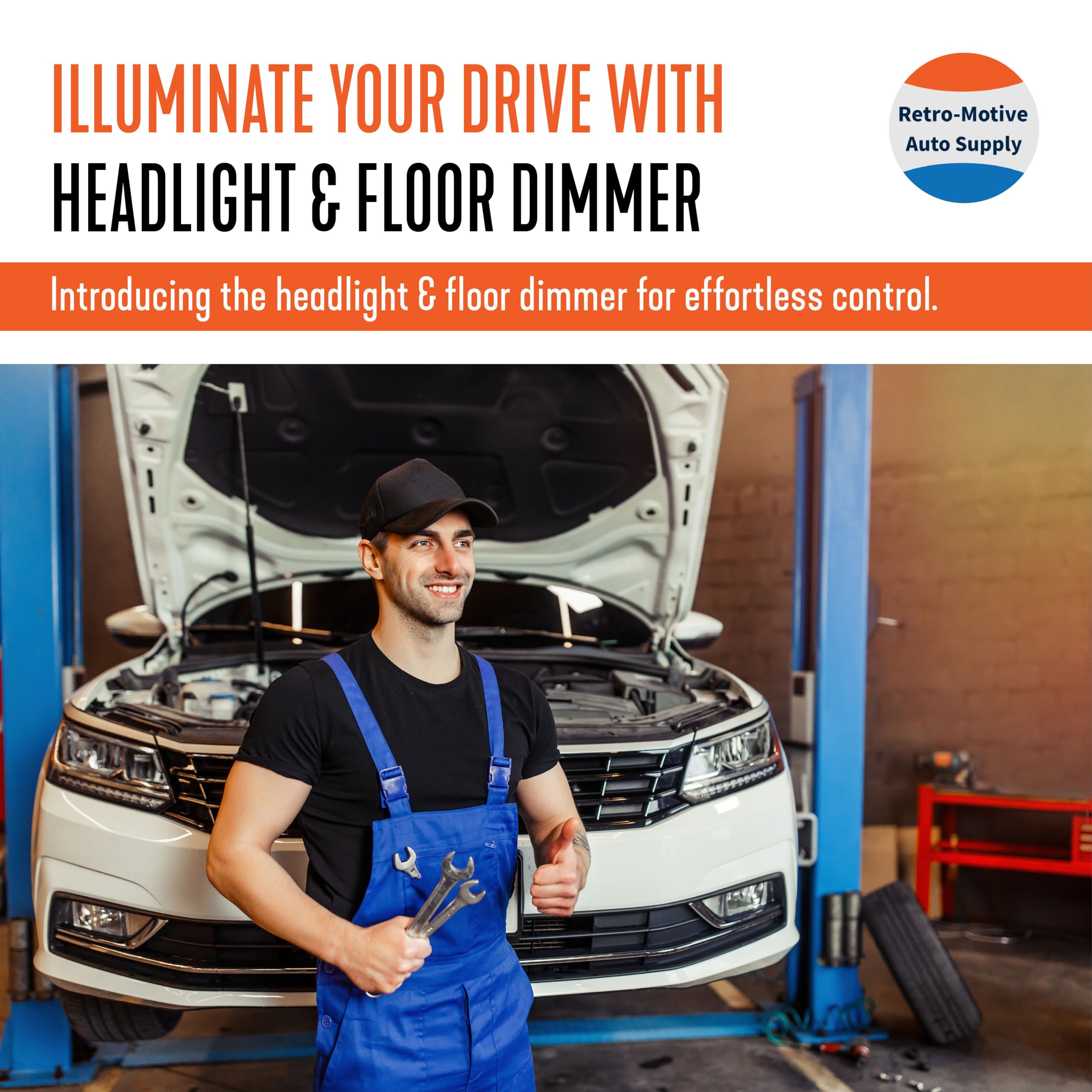 Retro-Motive Headlight Floor Dimmer - On-Off Operation - High Lo Beam Switch - Plug In Connector Through Hole Terminal - Easy To