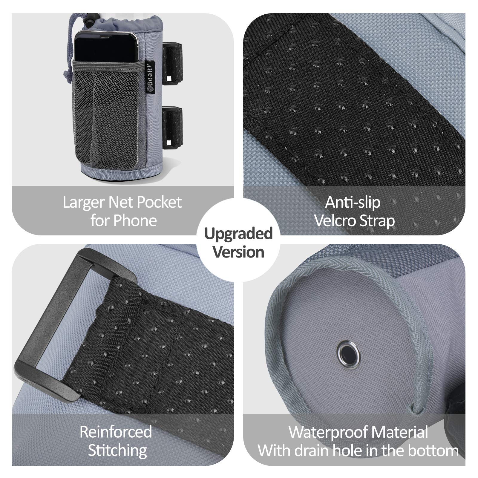 Gearv 2Pack Cup Holder For Bike, Scooter And Wheelchair, Water Bottle Holder For Utv/Atv, Walker, Golf Cart And Beach, Universal