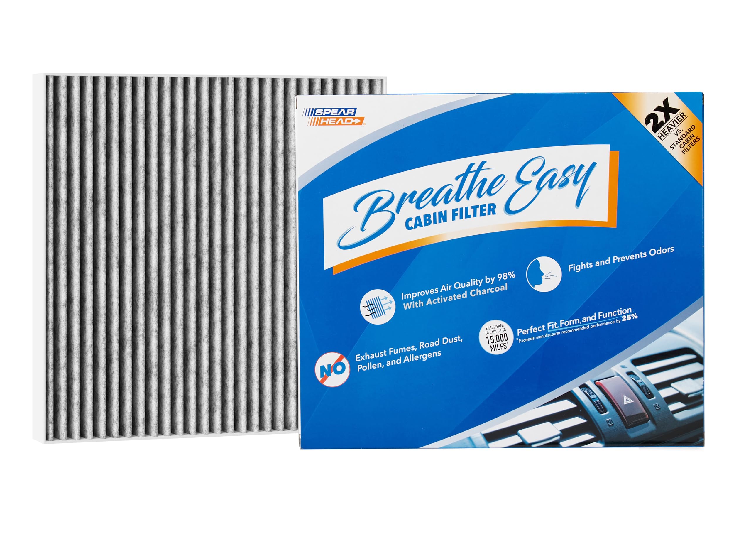 Spearhead Odor Defense Breathe Easy Ac & Heater Cabin Filter | Fits 2020-24 Palisade Like Oem | Up To 25% Longer Lasting W/Activated Carbon (Be-547)