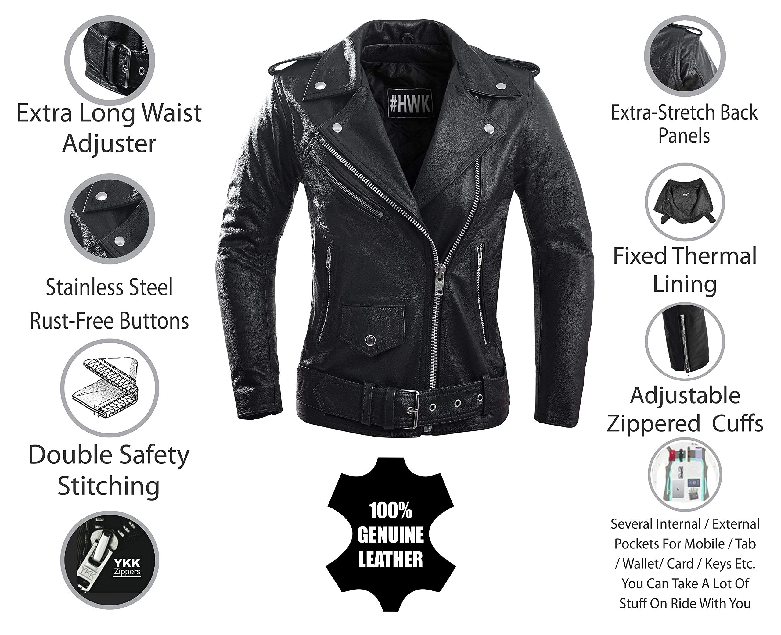 Ladies Leather Motorcycle Jacket For Women Classic Vintage Cafe Racer Brando Biker Jackets (Small)
