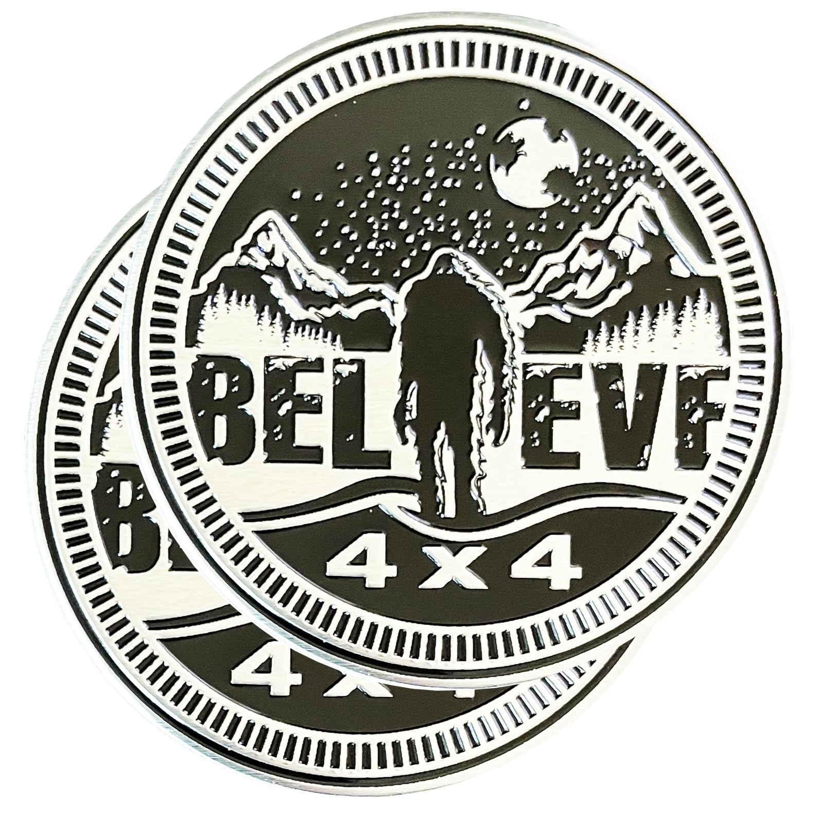 2 Pcs Squatch Badge Rated Car Emblem, 4 X 4 Metal Automotive Badge, 3D Round Metal Car Badges Emblems, Car Badge Decals Stickers