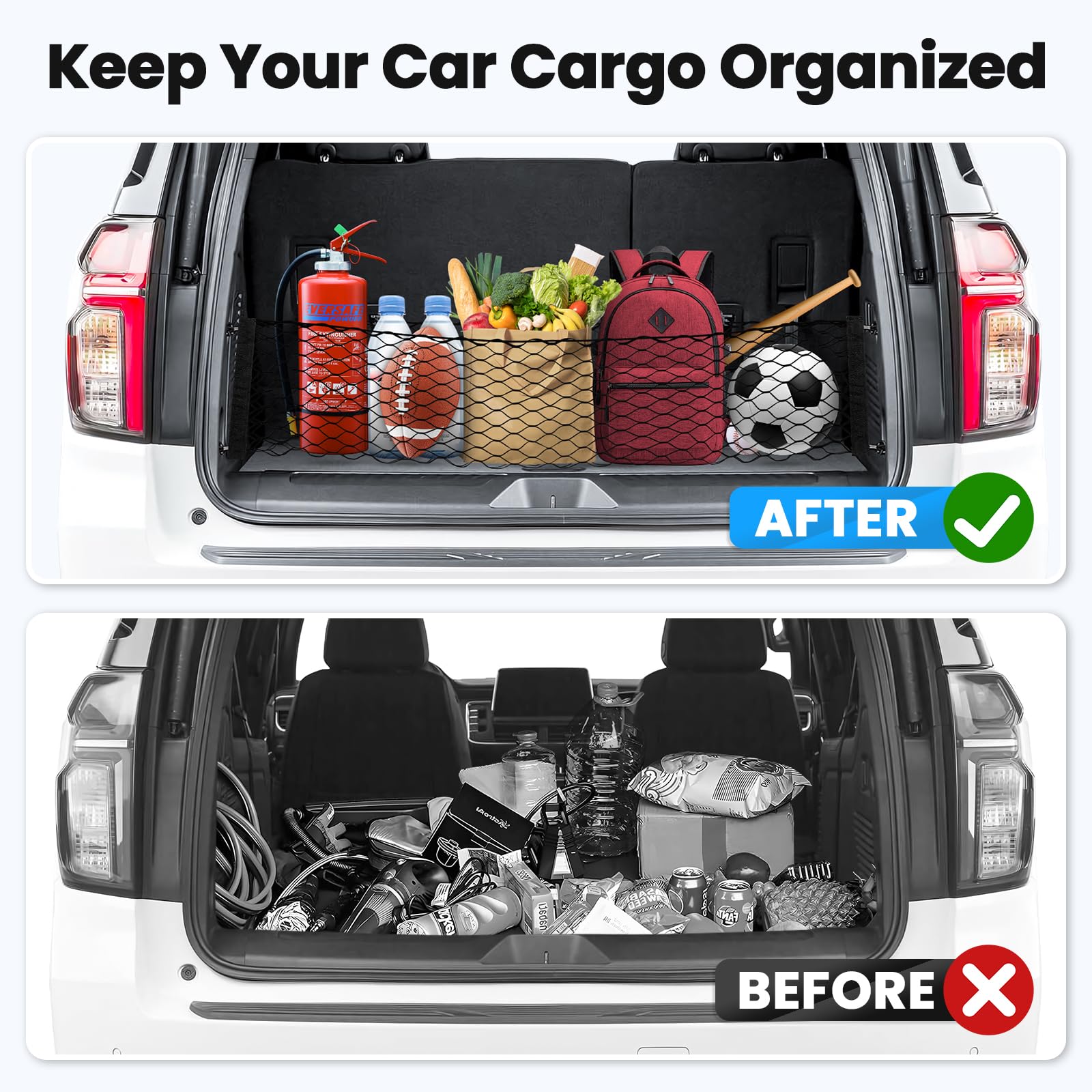 Canvcle Trunk Cargo Net for 2015-2025 GMC Yukon/Chevy Tahoe/Suburban Accessories Envelope Style Mesh Trunk Net Organizer and Sto