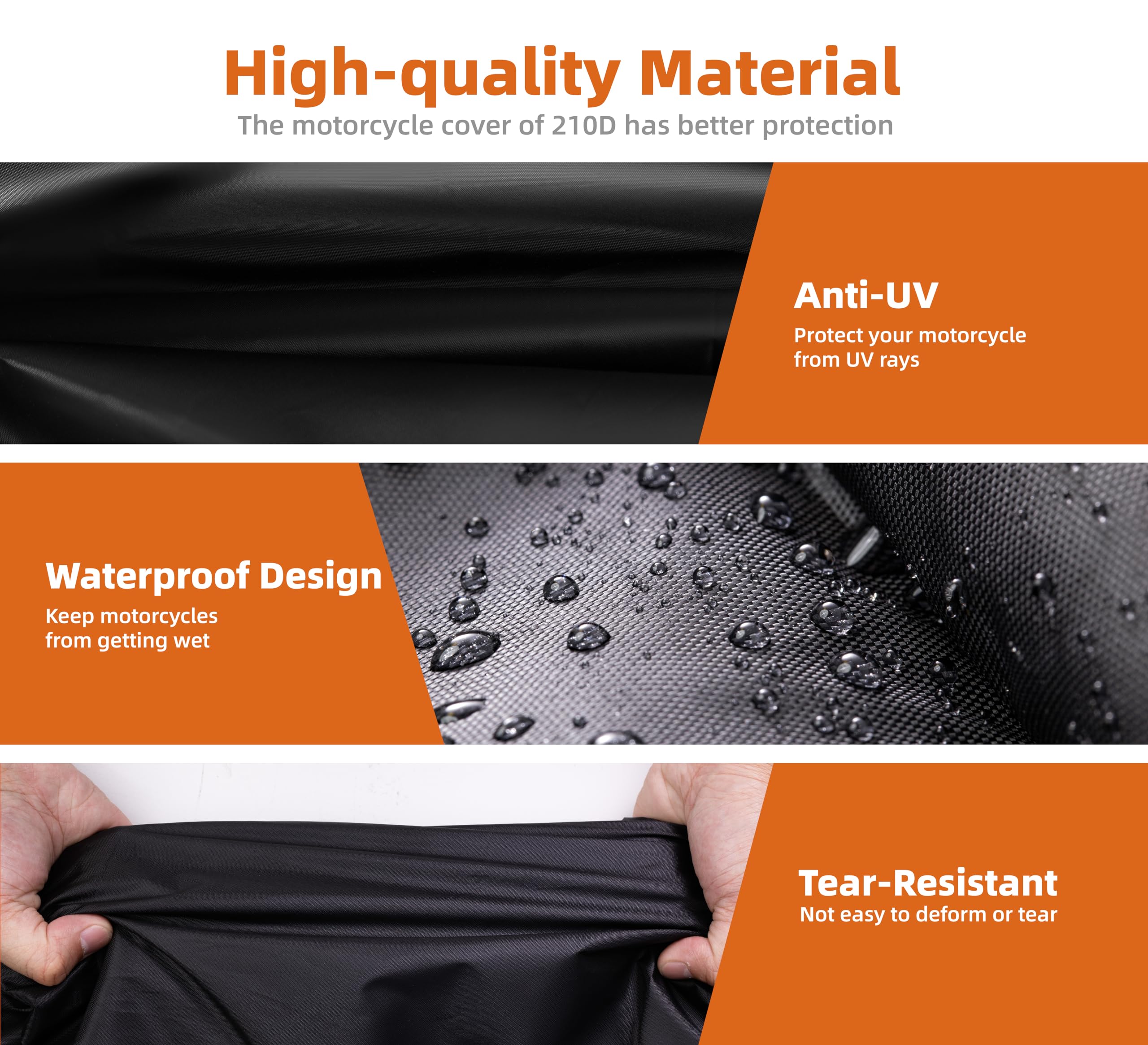 Wrypun Motorcycle Cover All Season Weather Quality Waterproof Sun Outdoor Protection Durable Universal Fits up to 104'' Motorcyc