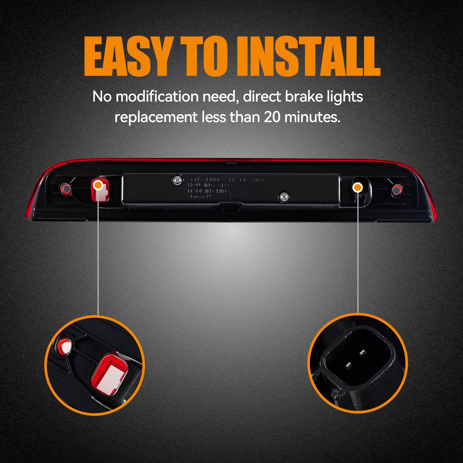 Cxdar Third 3Rd Brake Light Led For 2007-2017 Jeep Patriot, High Mount Rear Brake Lights Assembly For 07-17 Jeep Patriot, Waterp