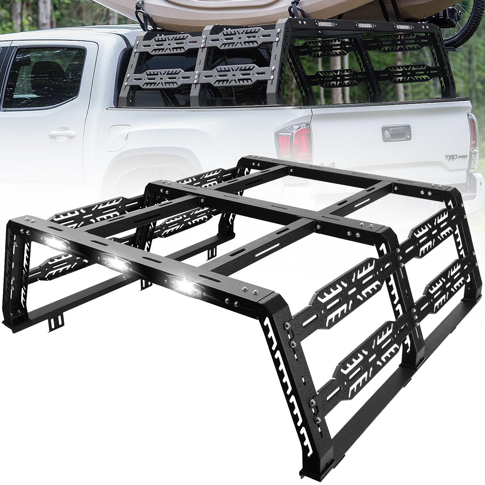 OTHOWE Bed Rack for Mid-Size Truck Compatible with Tacoma/Canyon/Colorado/Frontier Without Tonneau Bed Cover. Overland Bed Rack 