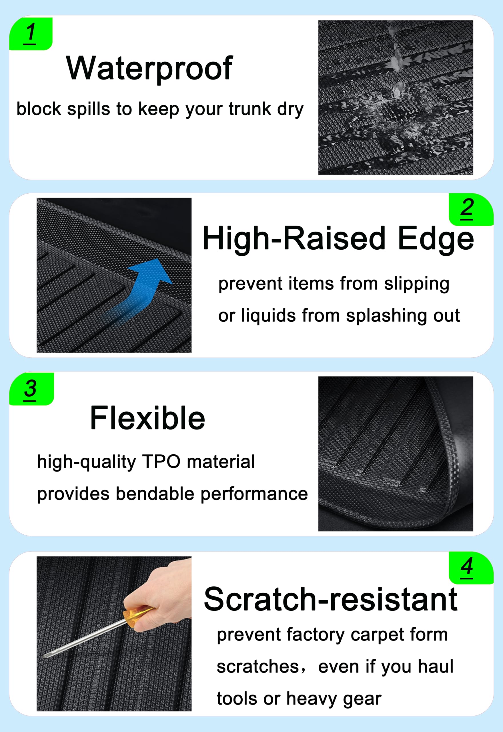 Aiqiying Black 3D Waterproof Cargo Liner for 2023-2026 Honda CR-V 5-Seat Models, Custom Fit Rear Trunk Tray, All Weather Protection