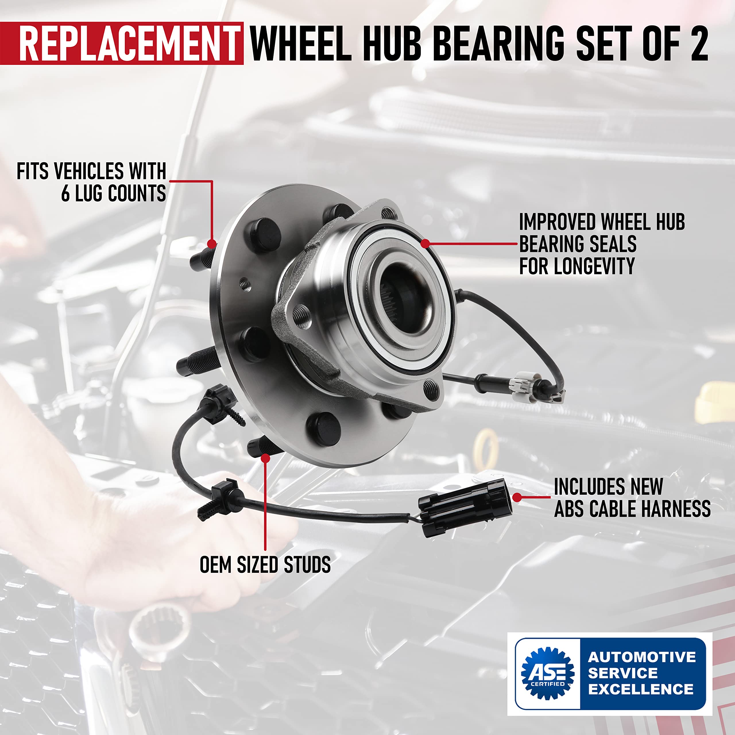 Front Wheel Hub Bearing Assembly Set Of 2-4Wd Compatible With Chevy, Cadillac, Gmc - Escalade, Avalanche, Silverado 1500, Suburb