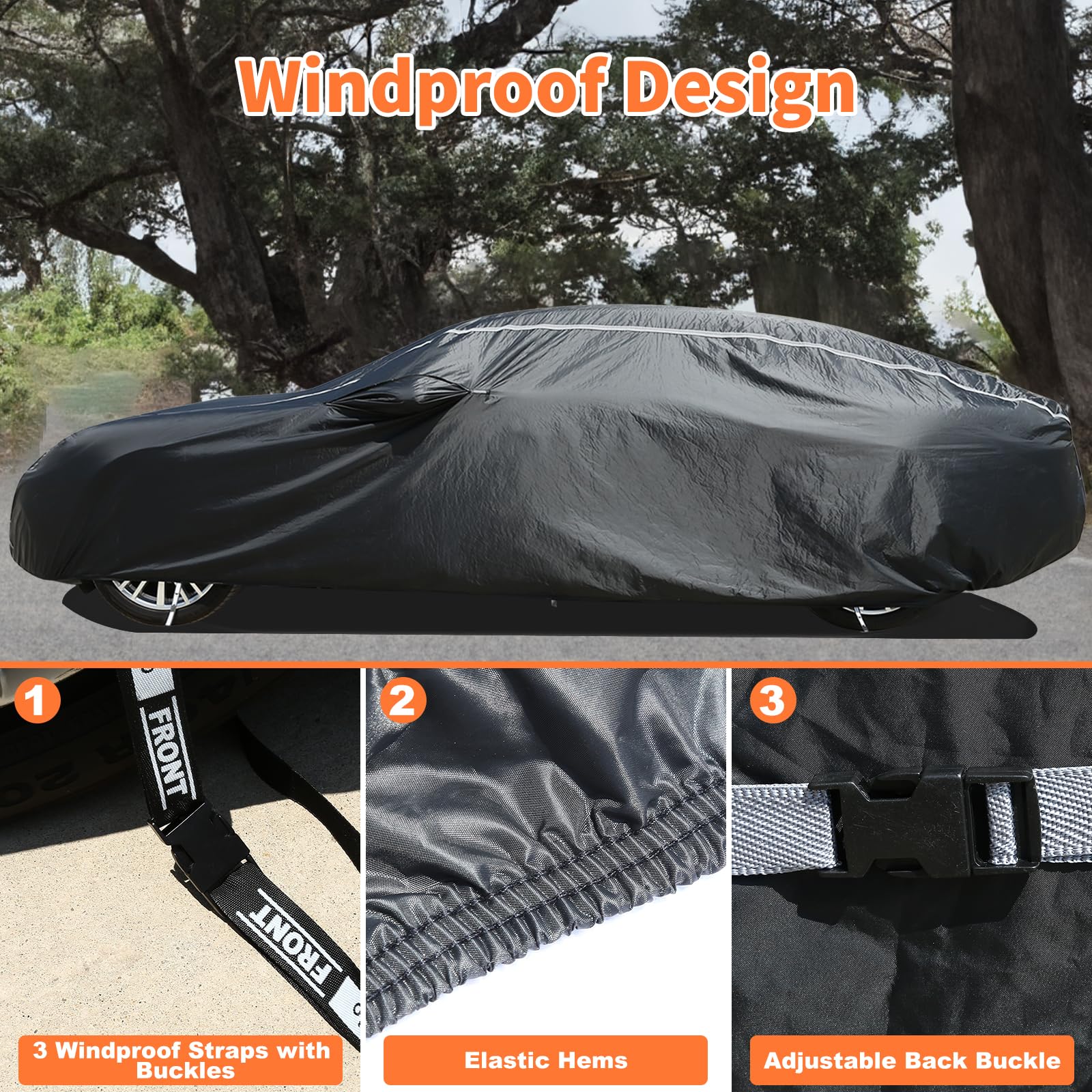 Coverado 6 Layers All Weather Car Cover - Soft Cotton Lined, Heavy Duty, Rain, Snow, Uv & Hail Protection - Universal Fit For Sp