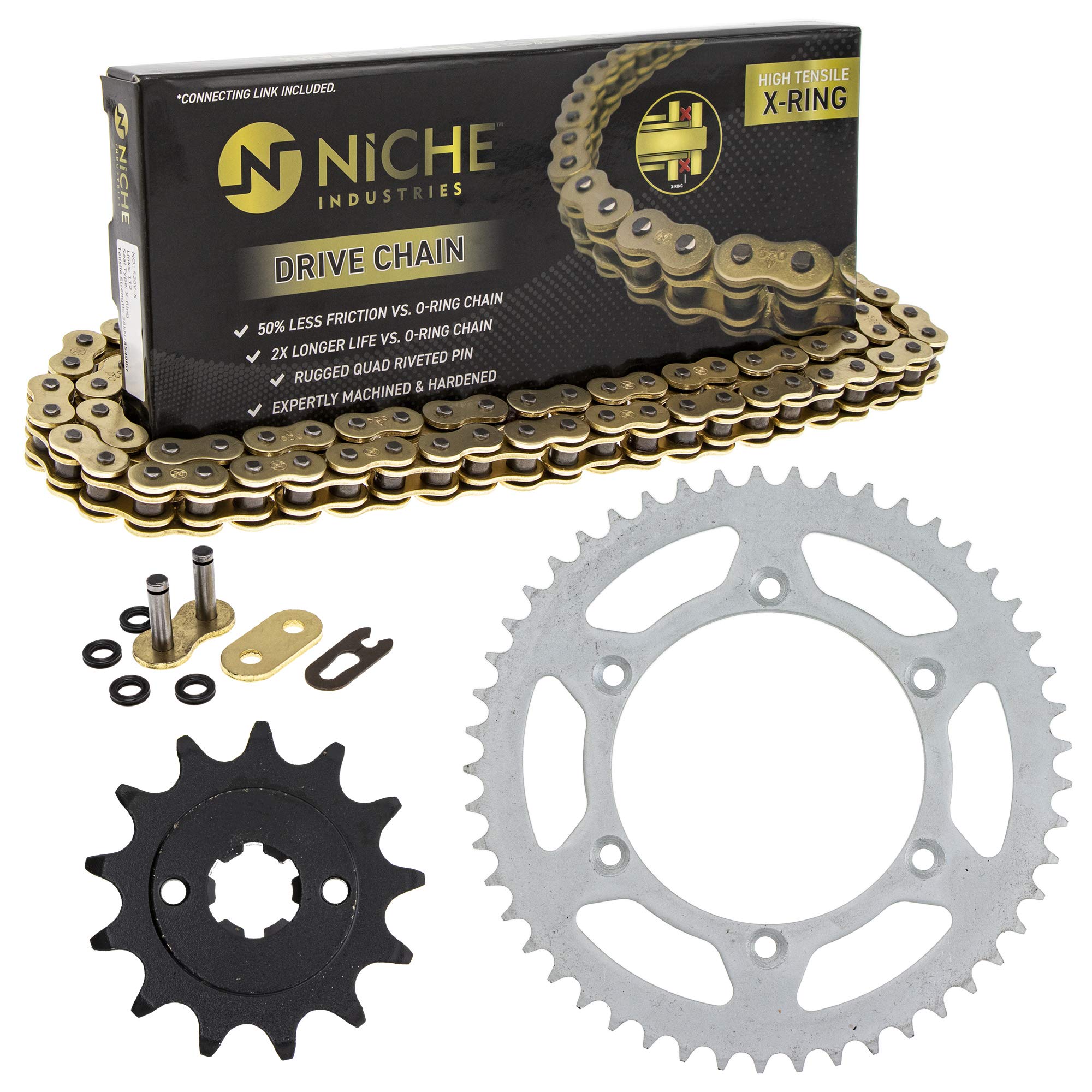 Niche Drive Sprocket Chain Combo For Yamaha Ttr230 Front 13 Rear 49 Tooth 520V-X X-Ring 106 Links