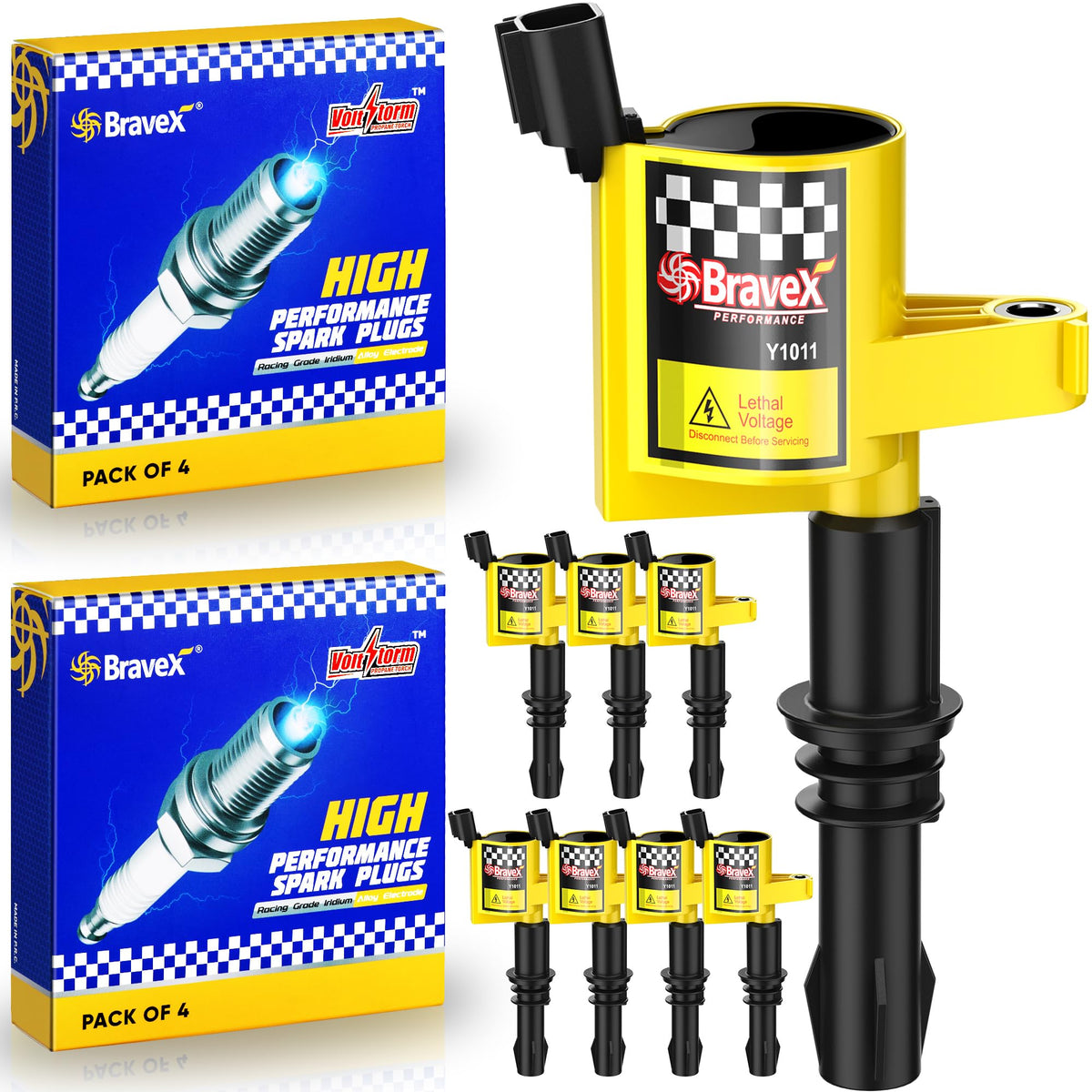Bravex Ignition Coil Pack Dg511 & Spark Plugs Sp515 Sp546 Compatible With Ford Expedition F150 F250 Super Duty Lincoln 5.4L V8 3
