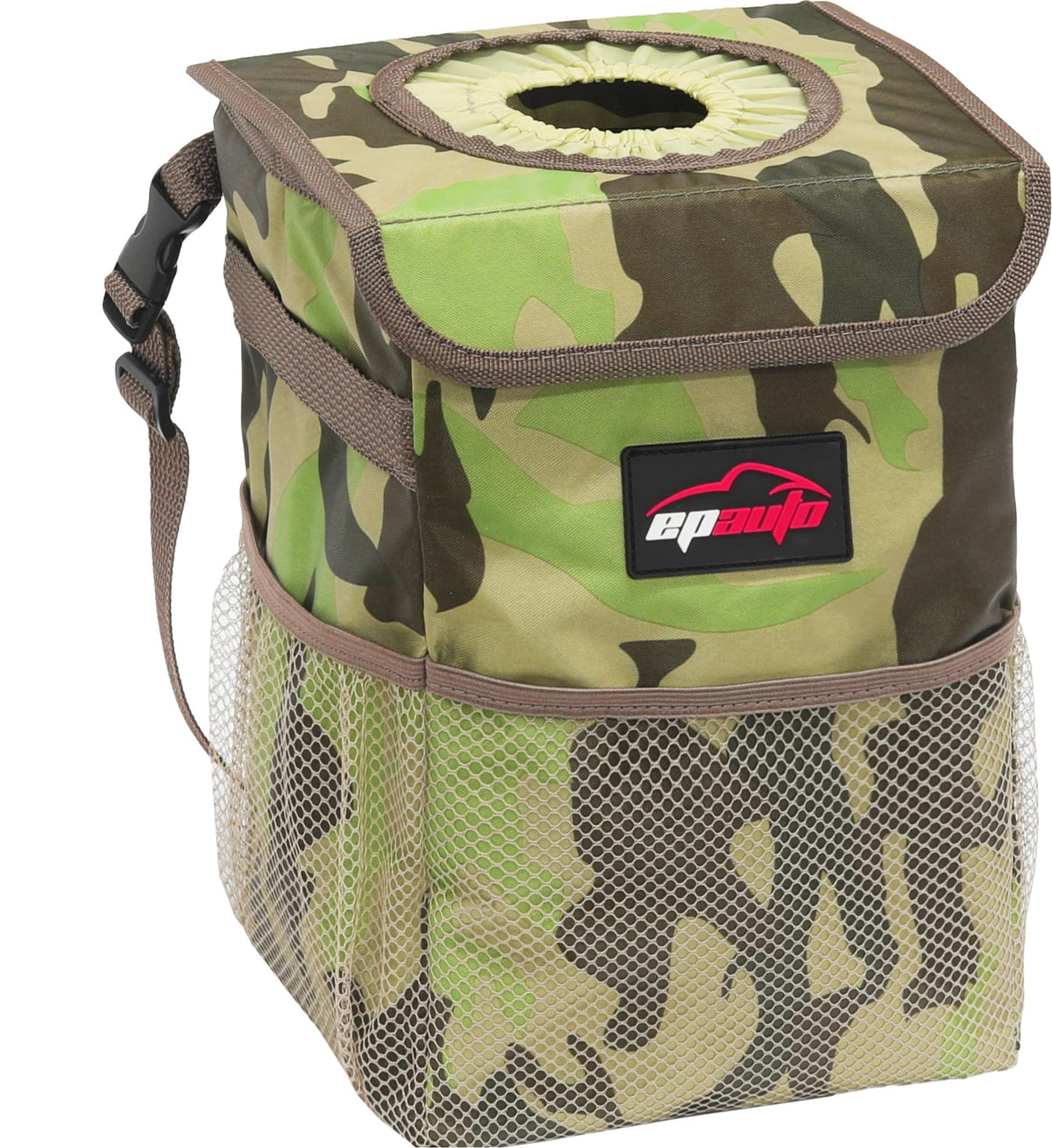 Epauto Waterproof Car Trash Can With Lid And Pockets, Camouflage Green