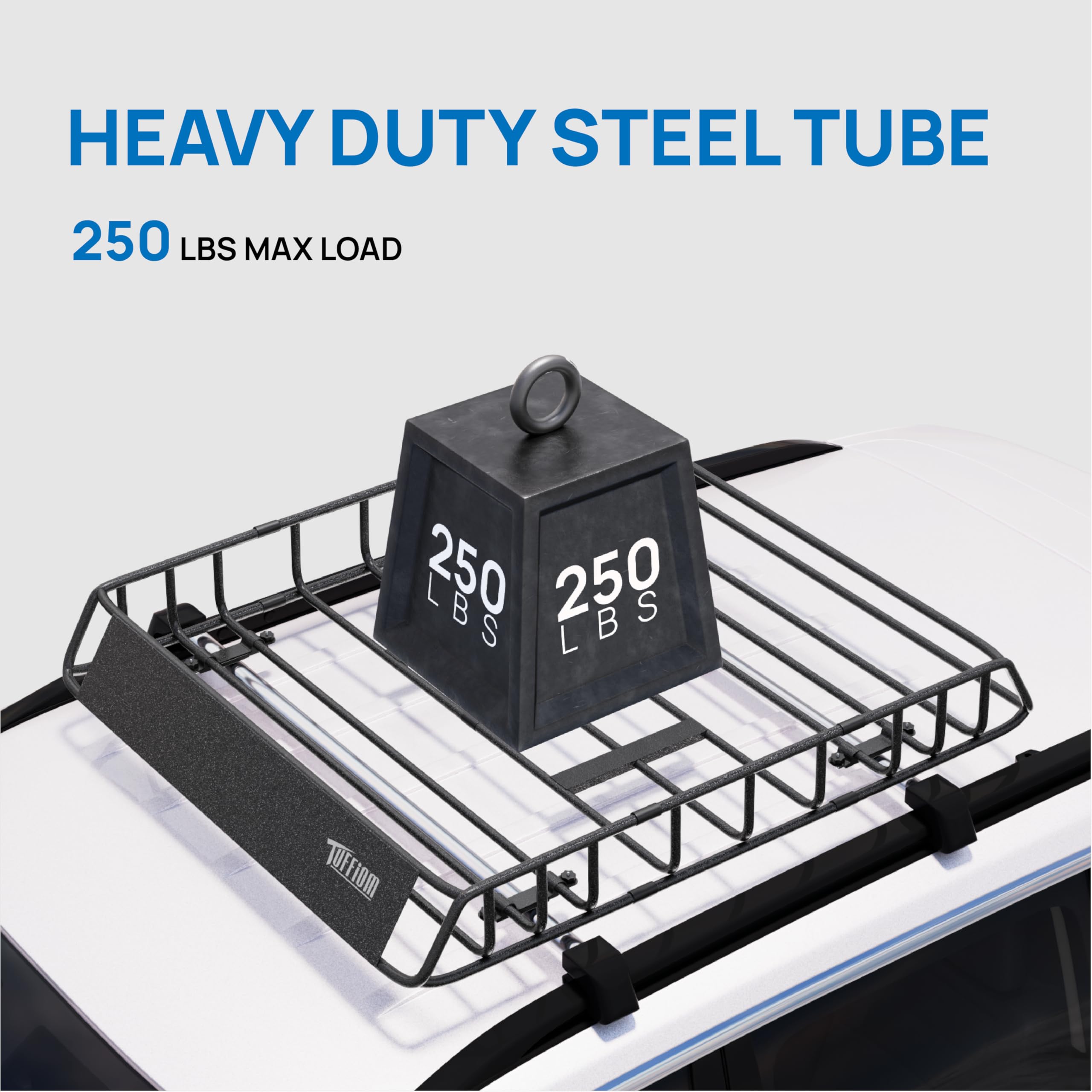 Tuffiom 46''X 36''X 6'' Universal Rooftop Cargo Carrier Basket, Heavy Duty Steel Roof Rack Basket W/4 Straps With Hook, Car Top