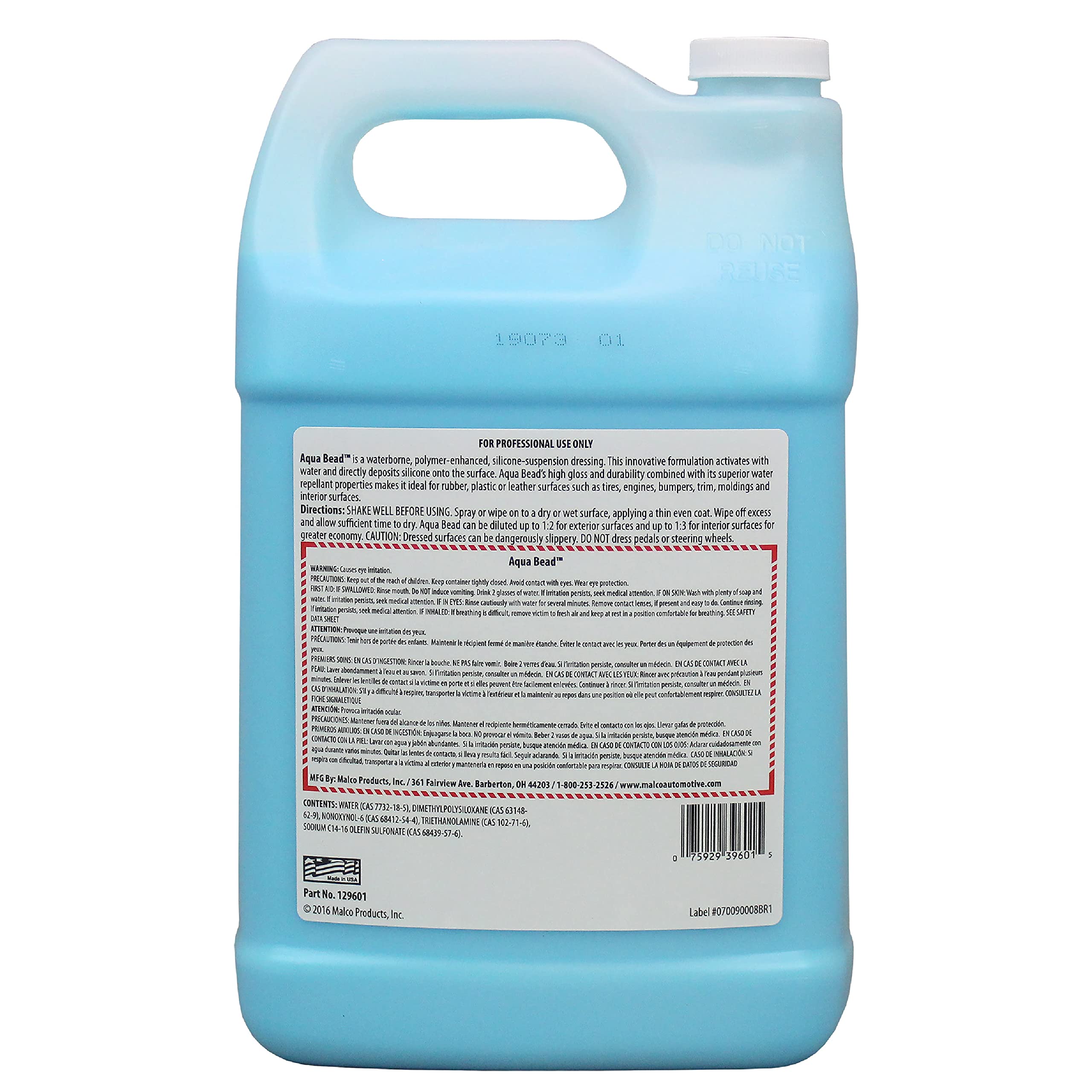 Malco Aqua Bead Water Based Dressing - Non-Greasy Interior And Exterior Dressing/Shines Car Tires, Rubber, Plastic And Trim/Conc