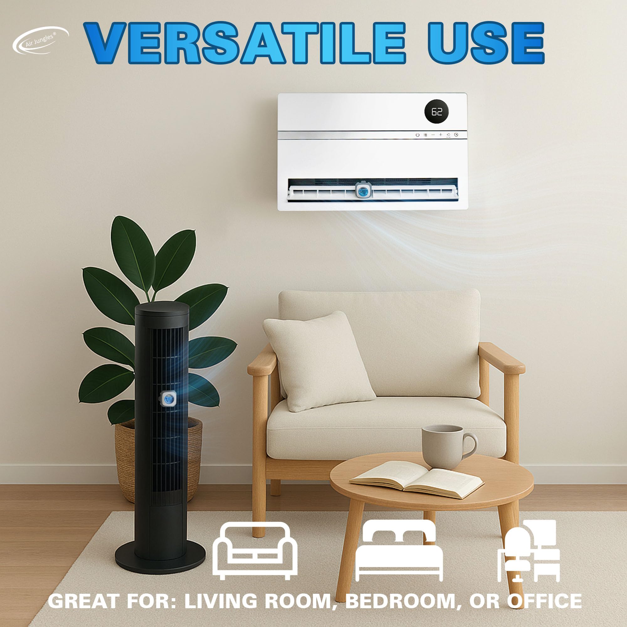 Air Jungles New Car Scent Air Freshener Clip, 6 Vent Clips, Long Lasting Odor Eliminator, Blue Sky, 4ml Each, Up to 180 Days