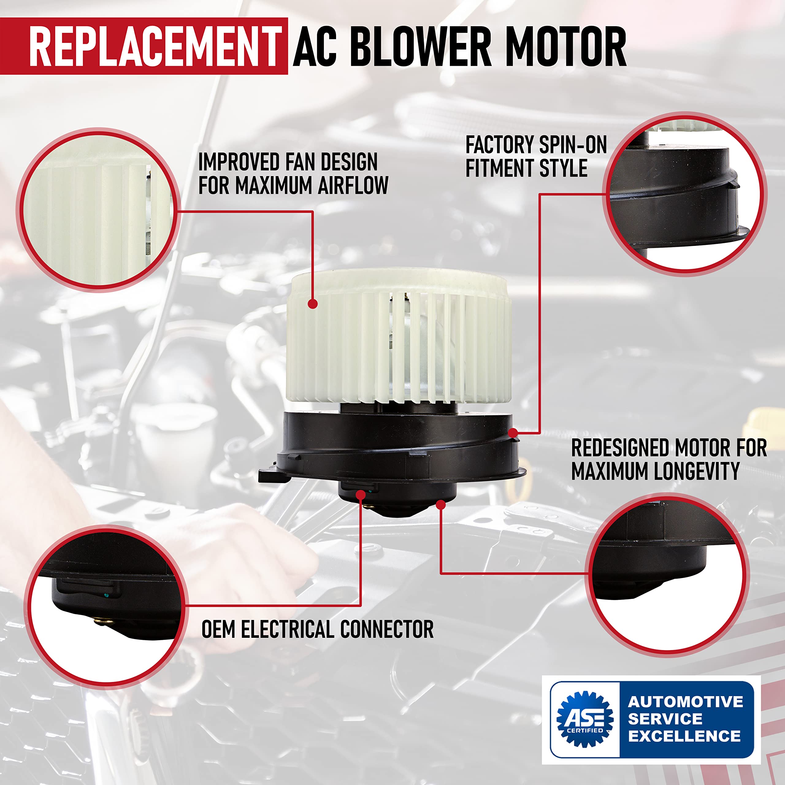 Replacement Ac Heater Blower Motor, Compatible With Nissan Vehicles, Rogue 2008-2013, Rogue Select 2014-2015, Sentra 2007-2012 -