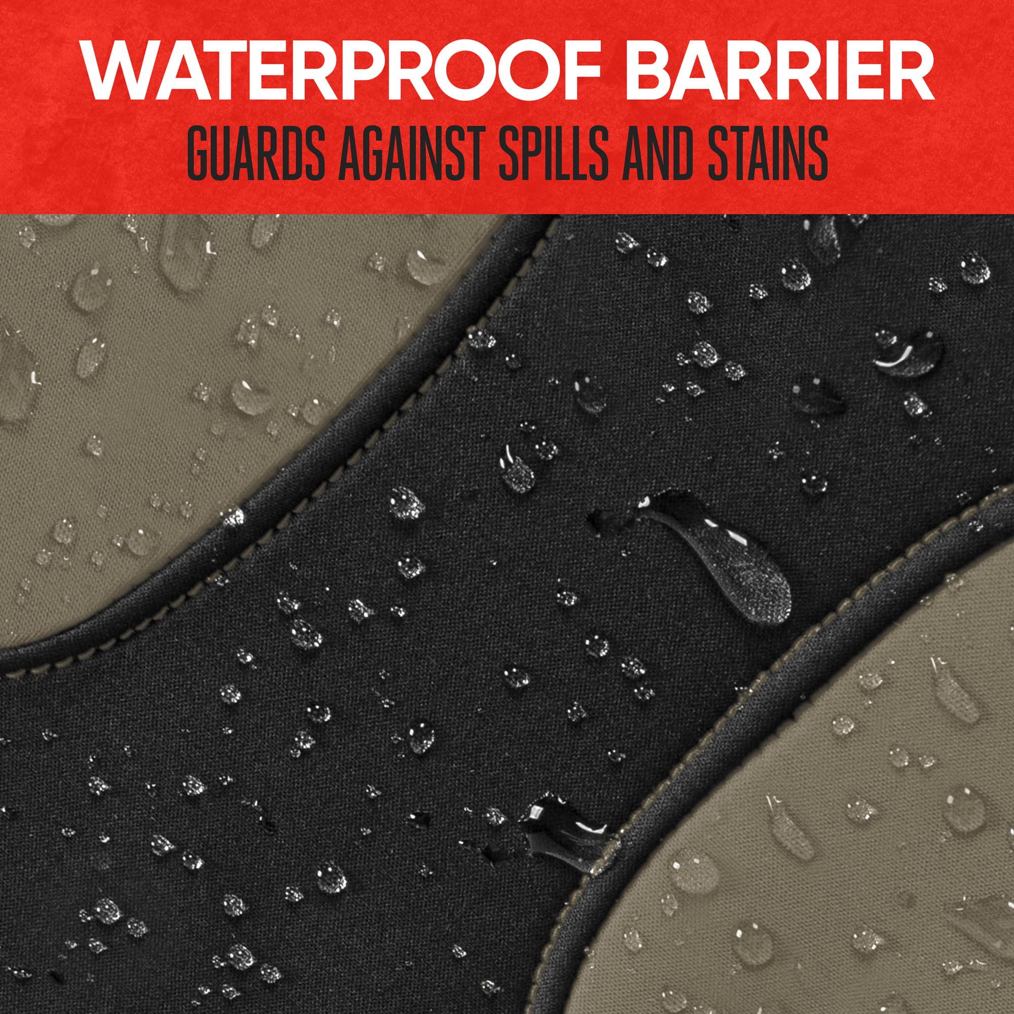 Motor Trend AquaShield Waterproof Front Seat Covers, Beige Seat Covers for Cars – Padded Neoprene Front Car Seat Cover, SUV Seat Covers Protector - Car Interior Cover for Auto Truck & Van