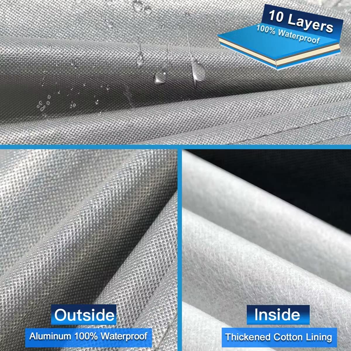 Holthly 10Layer Truck Cover Waterproof All Weather. Pickup Truck Cover Rain Snow Uv Dust Protection. Length: 242-250 Inches, Uni
