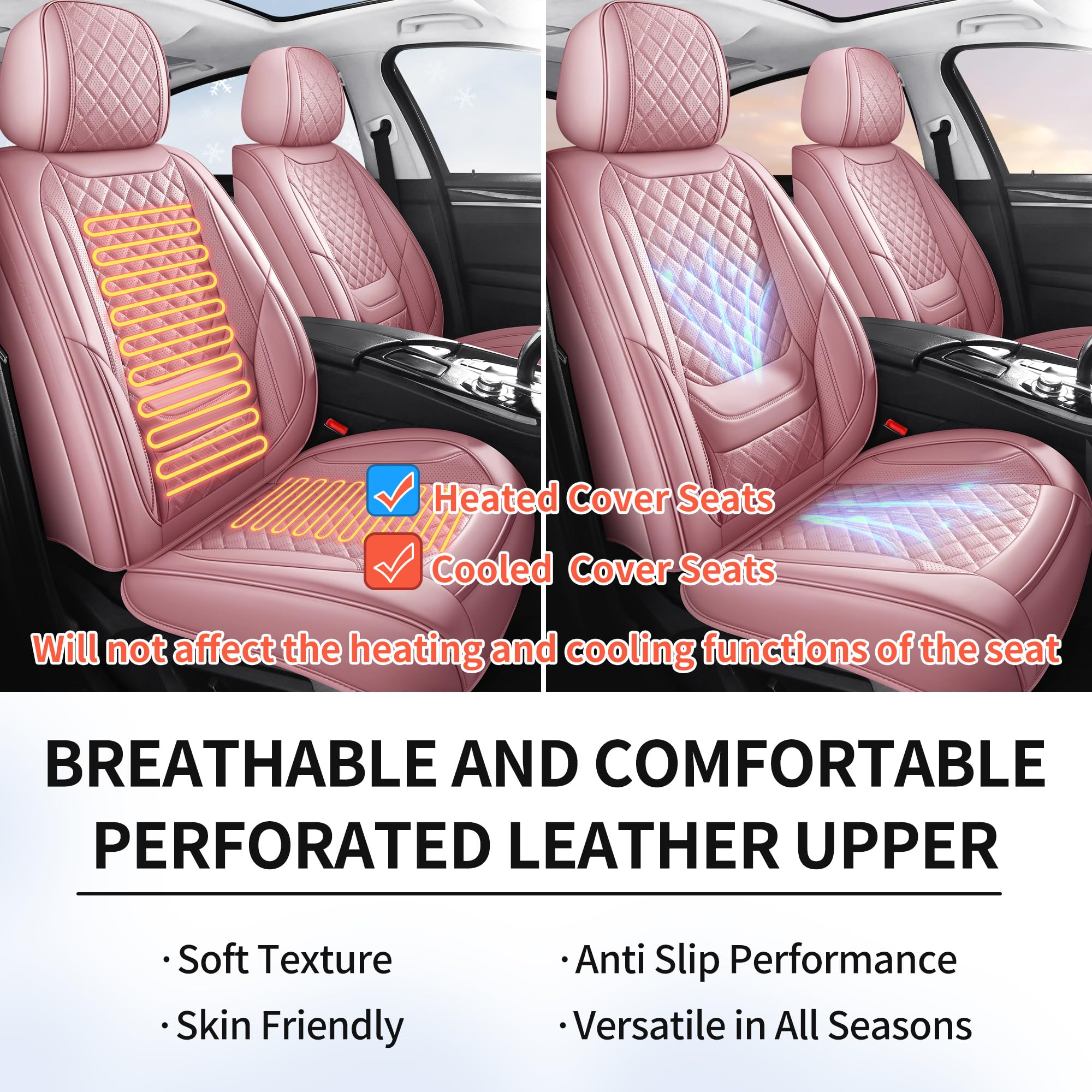 Chezope Automotive Car Seat Covers Full Set Universal Fit for Most Cars SUV Sedans Trucks Waterproof Leatherette Car Seat Covers