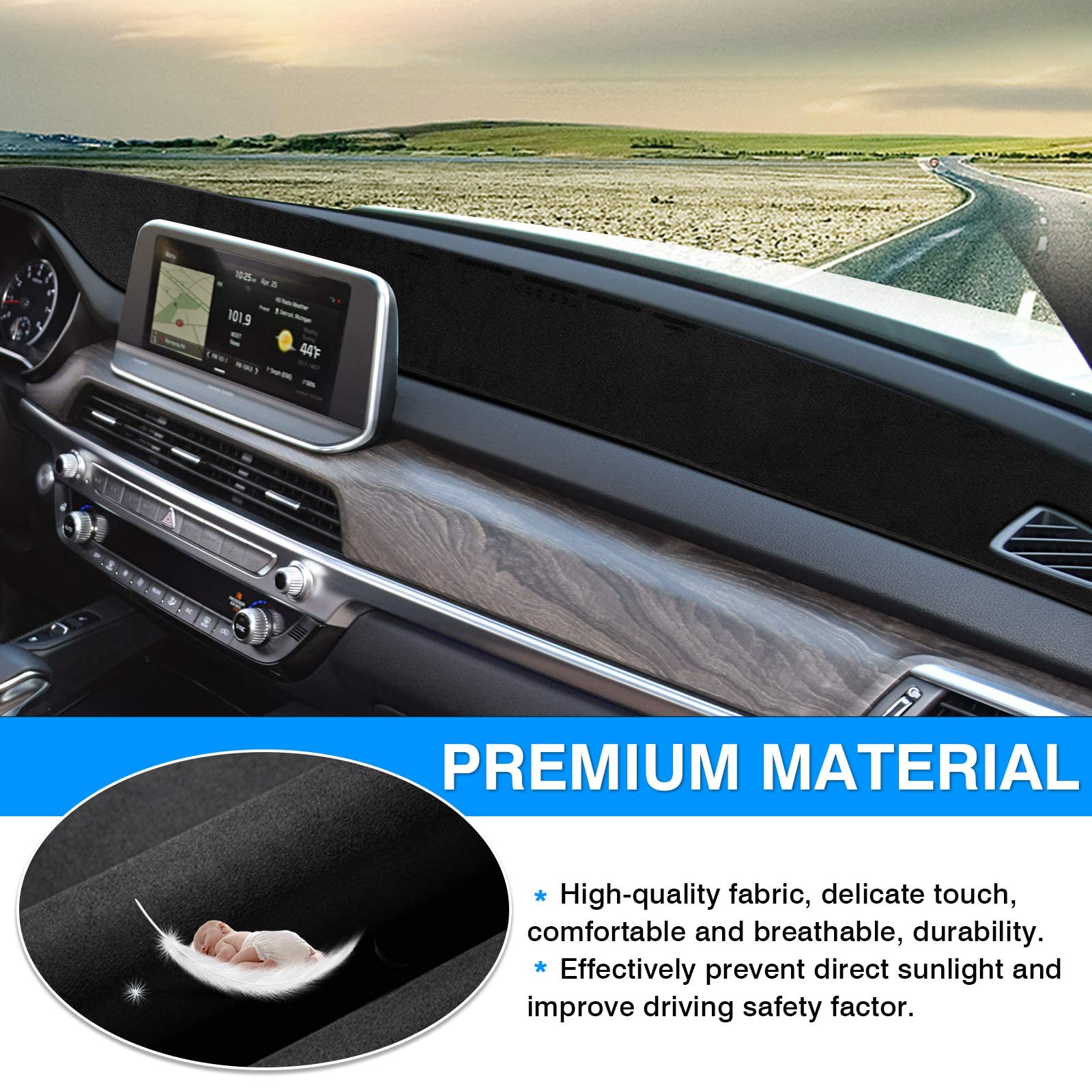 Autorder Dashboard Cover Mat For 2020 2021 2022 Kia Telluride Accessories Dash Cover Flannel Dash Mat Sunshade Glare Uv Rays Pro