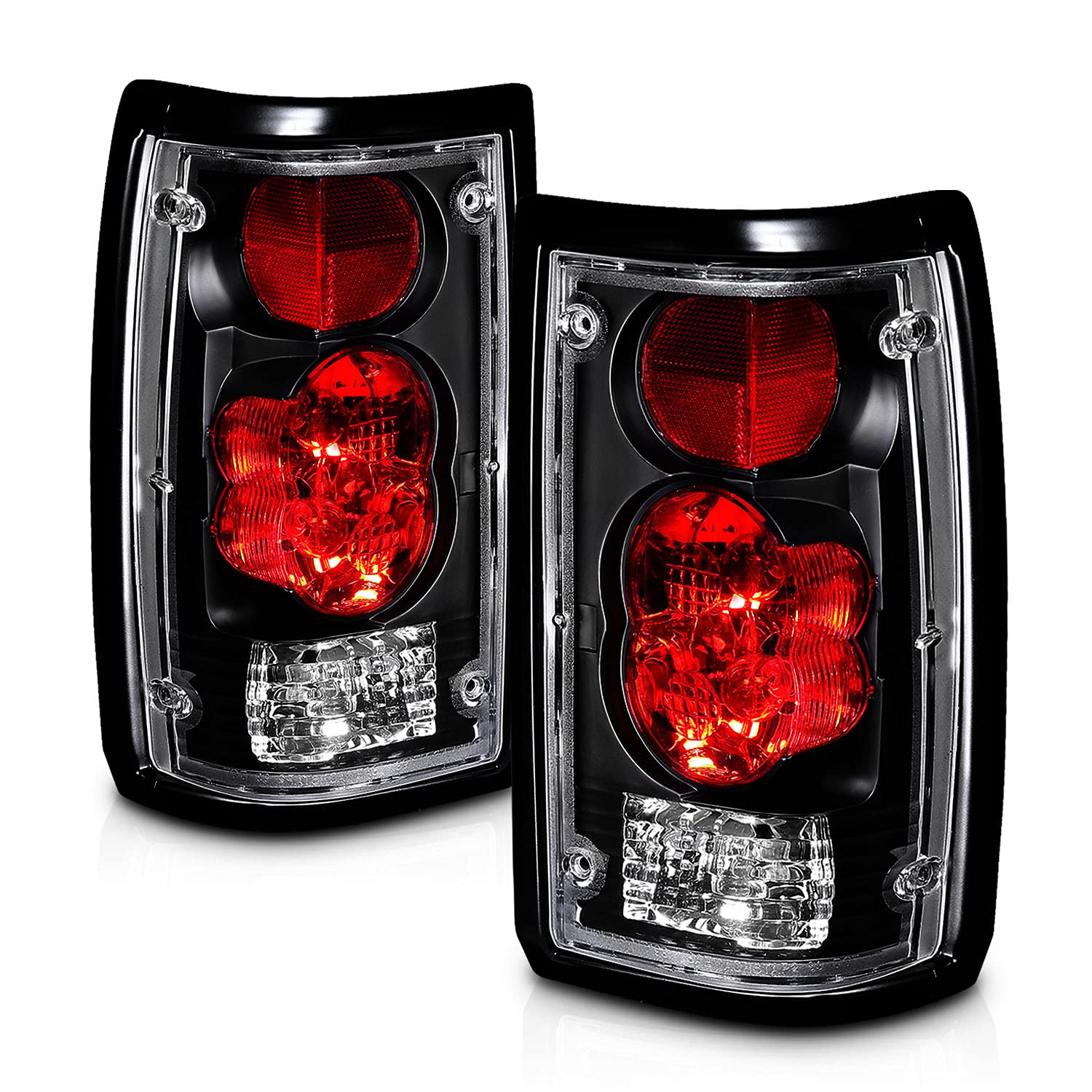 Amerilite Black Euro Tail Lights For 1986-1993 Mazda B2000 Seried Pick Up Truck - Passenger And Driver Side