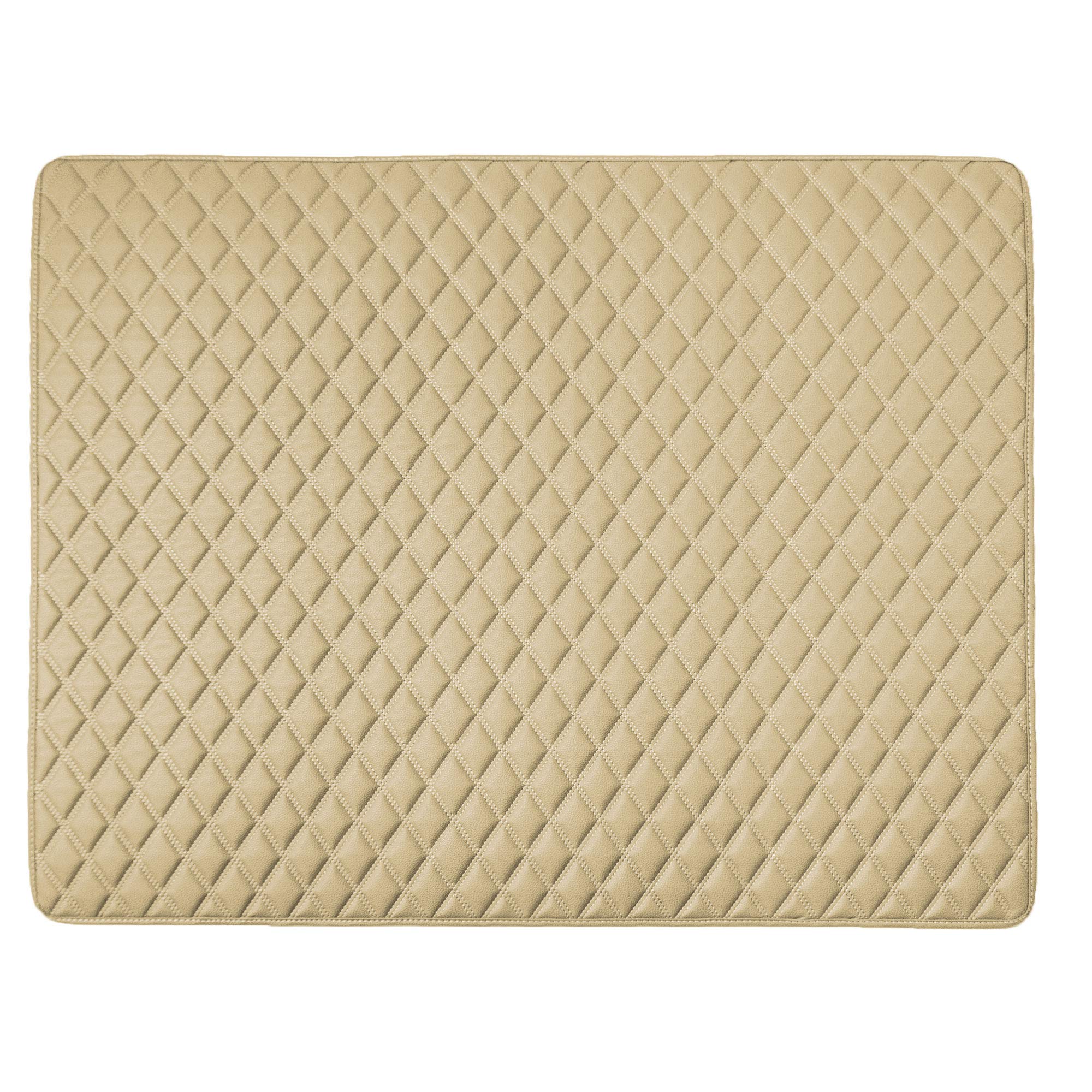 Fh Group F16501Beige-32 Deluxe Heavy Duty Faux Leather Diamond Pattern Multi-Purpose Beige Automotive Cargo Liner Fits Most Cars
