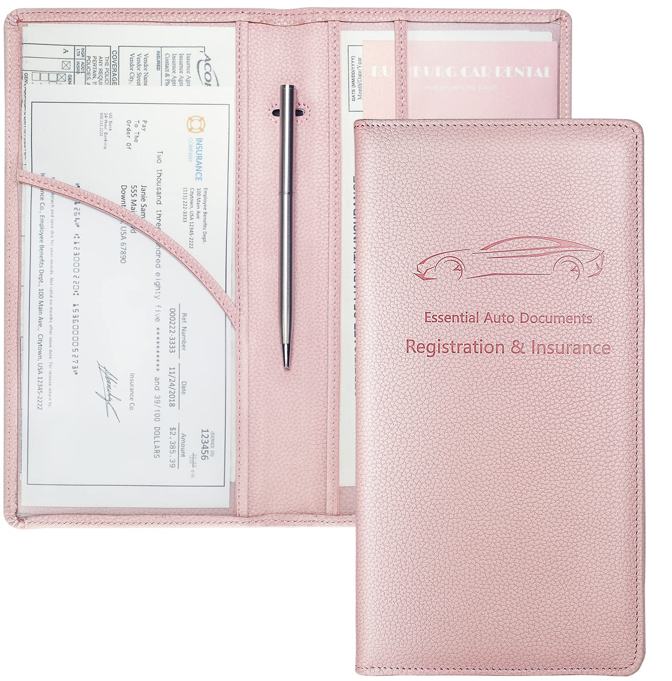 Yarnic Car Registration and Insurance Holder, Pu Leather Car Registration and Insurance Card Holder Car Document Holder for Card