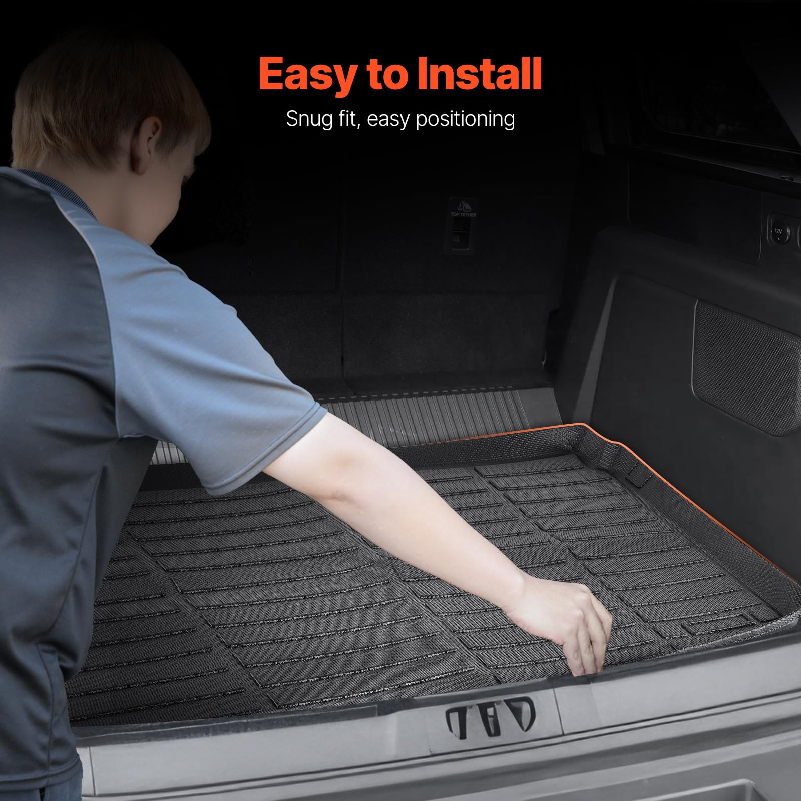 VEVOR Cargo Mat Compatible with Ford Bronco Sport 2021 2022 2023 2024, Precise Fit Trunk Mat, 3D Scanning Durable TPE Trunk Prot