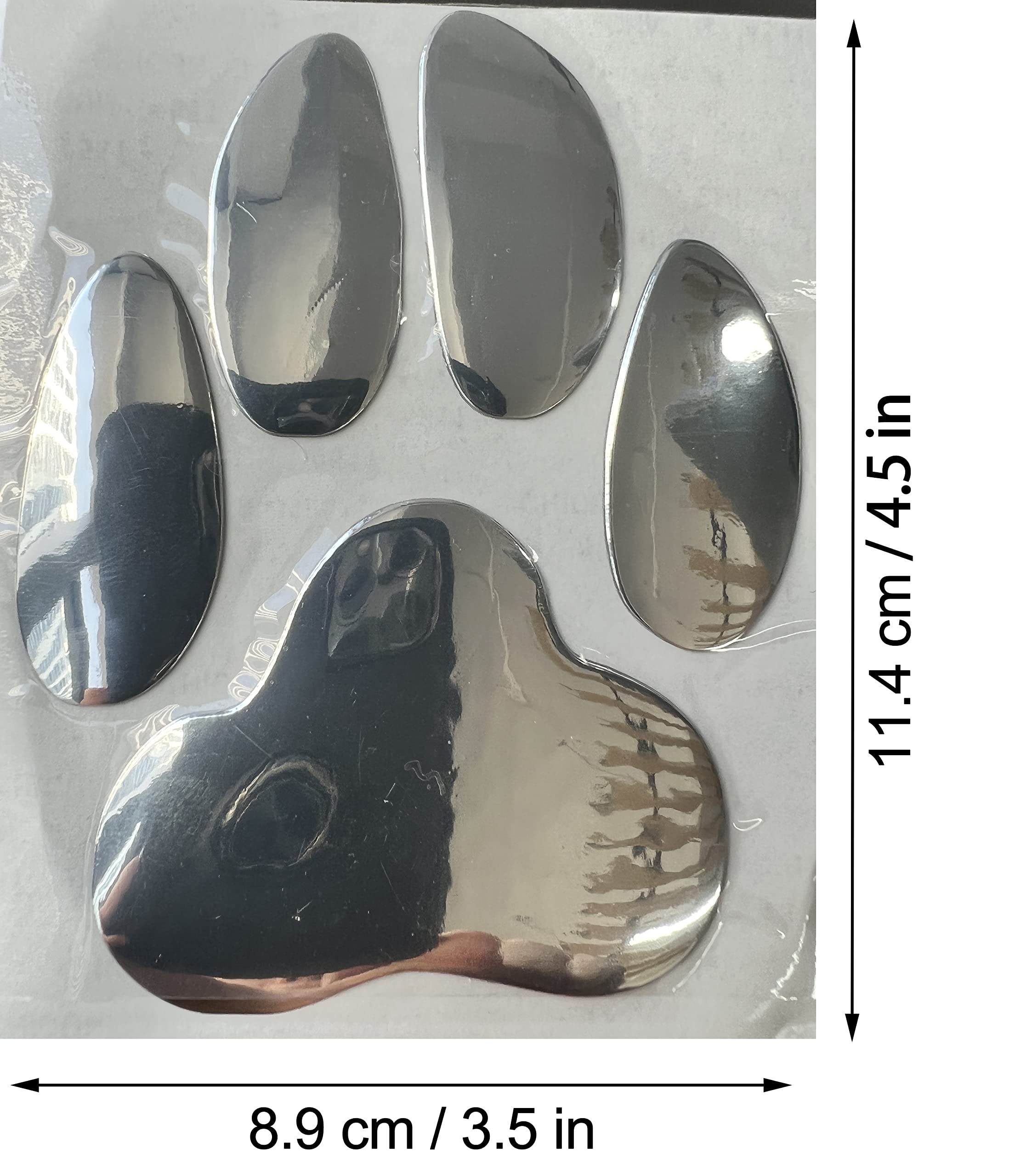 Lzlrun 2 Pieces 3D Chrome Car Decoration Stickers Paw Decals Car Stickers Dog Paw Print Car Stickers For Car Bumper Window Laptops Decoration (Silver)