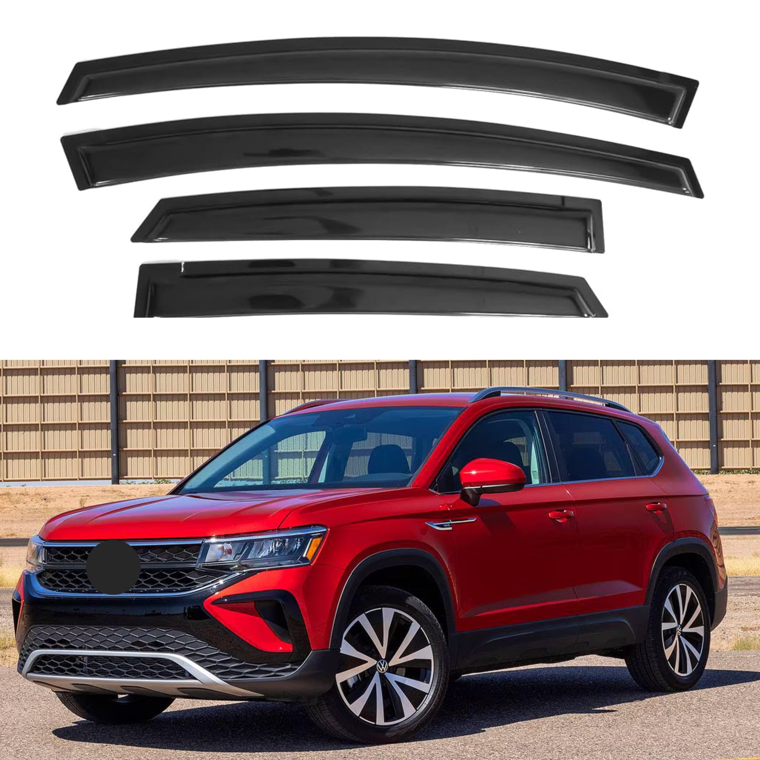 Ig Window Visor For Volkswagen (Vw) Taos 2021-2024, Rain Guard Tape-On Extra Durable Sun Wind Side Vent Window Deflector, 2021 2