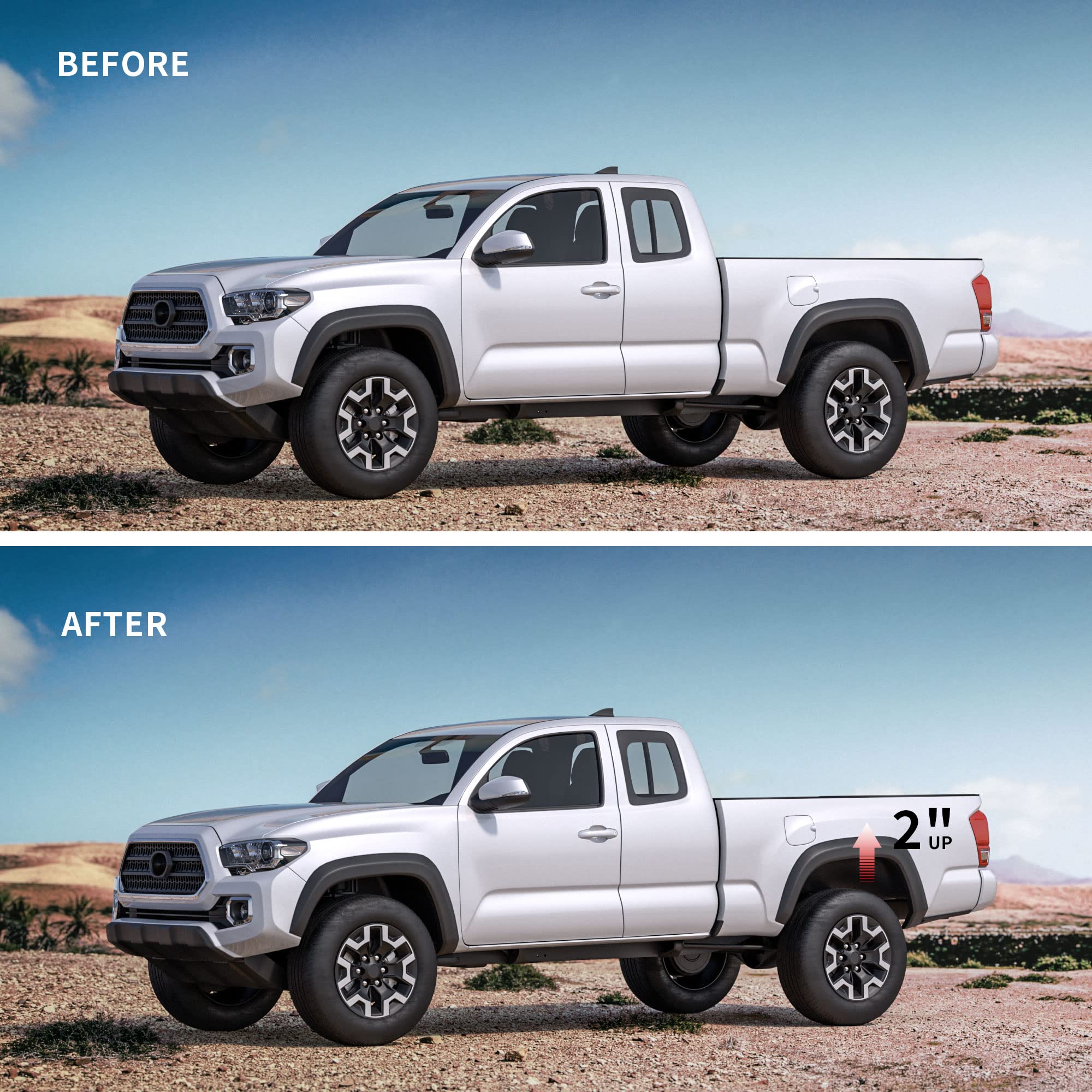 2 Inch Rear Lift Block Compatible With 1995-2024 Tacoma/Tundra 2Wd 4Wd, 2'' Rear Leveling Lift Kits With Extra Long Extended Squ