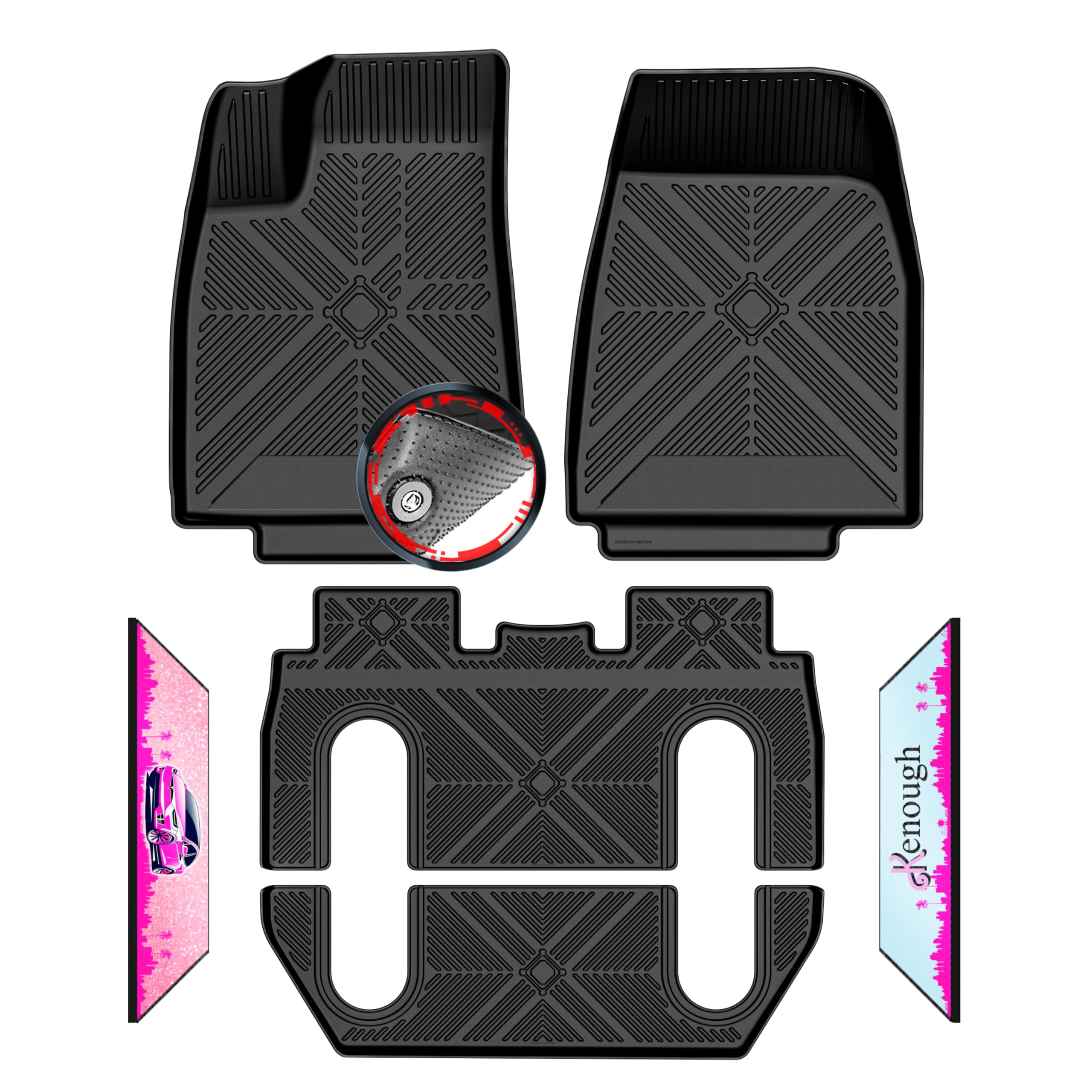 Anti-Slip 3D Rubber Truck Floor Mats 6Pcs Custom Fit 2015-2020 Tesla Model X 6 Seater | All-Weather Floor for SUV Liners w/Weath