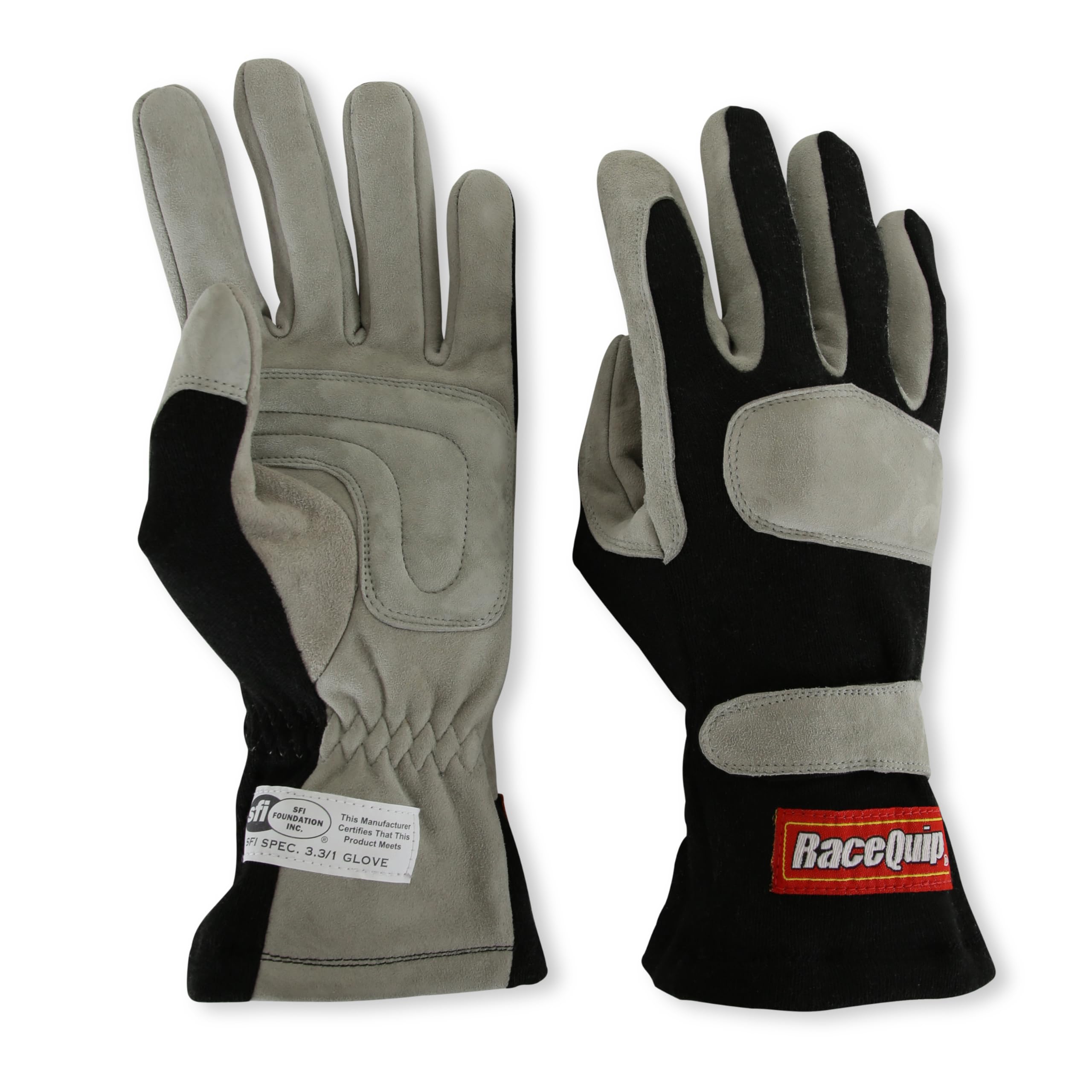 RaceQuip 351002RQP 351 Series Driving Gloves - SFI 3.3/1 - Black/Gray - Small