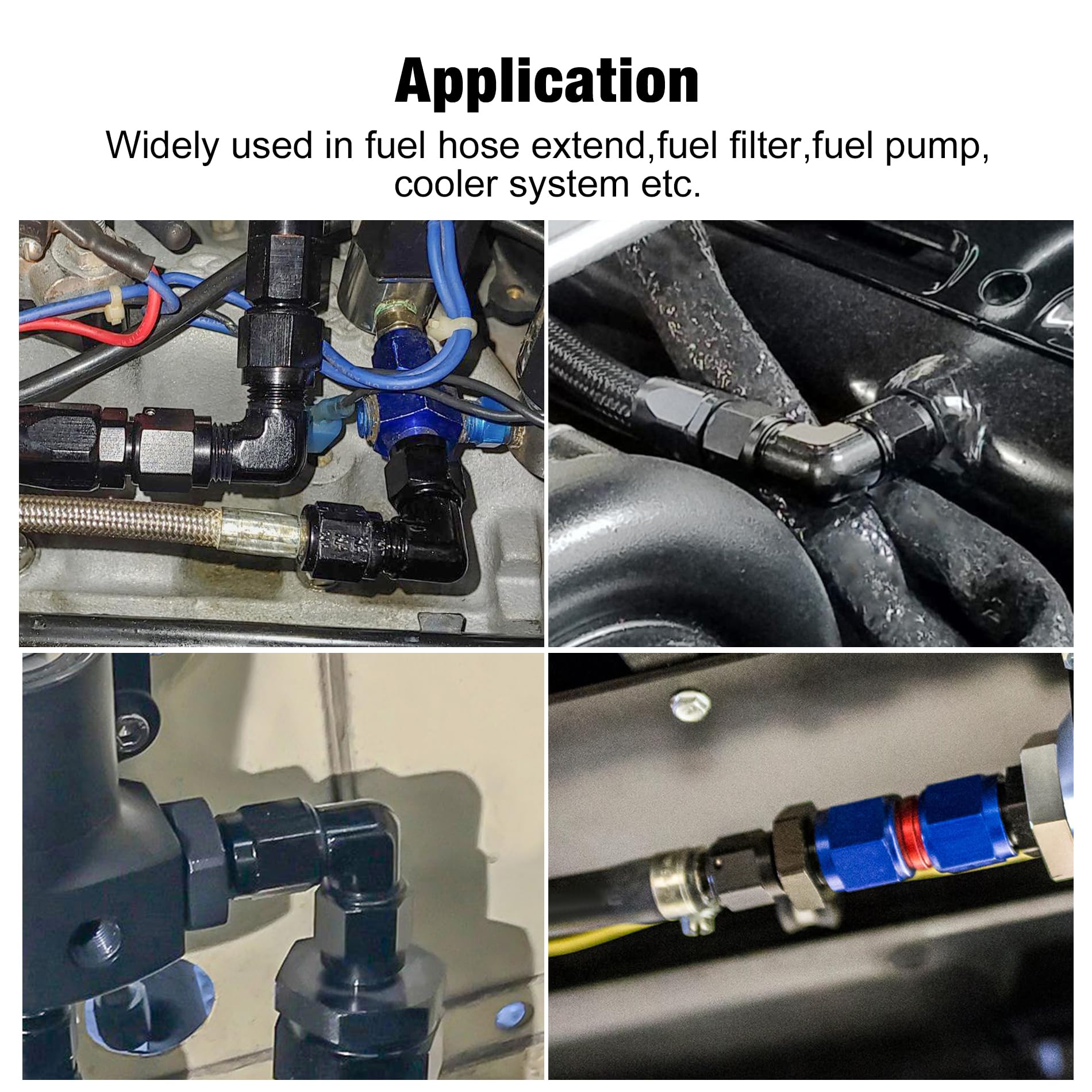 EVIL ENERGY 6AN Male to Male Flare 45 Degree Union Coupler Fitting Coupling Aluminum Straight Black