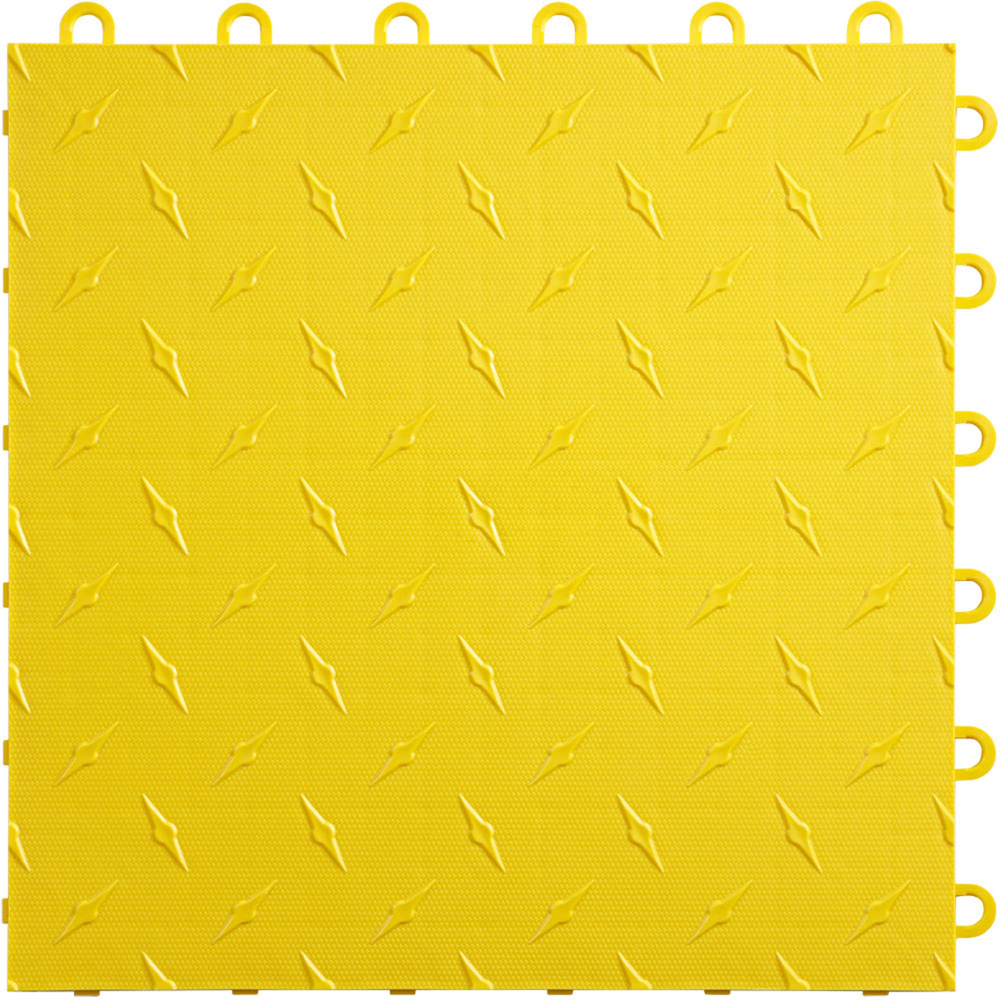 Speedway Diamond Interlocking Garage Floor Tiles 12 x 12-Inch, Yellow, 10 Piece Set