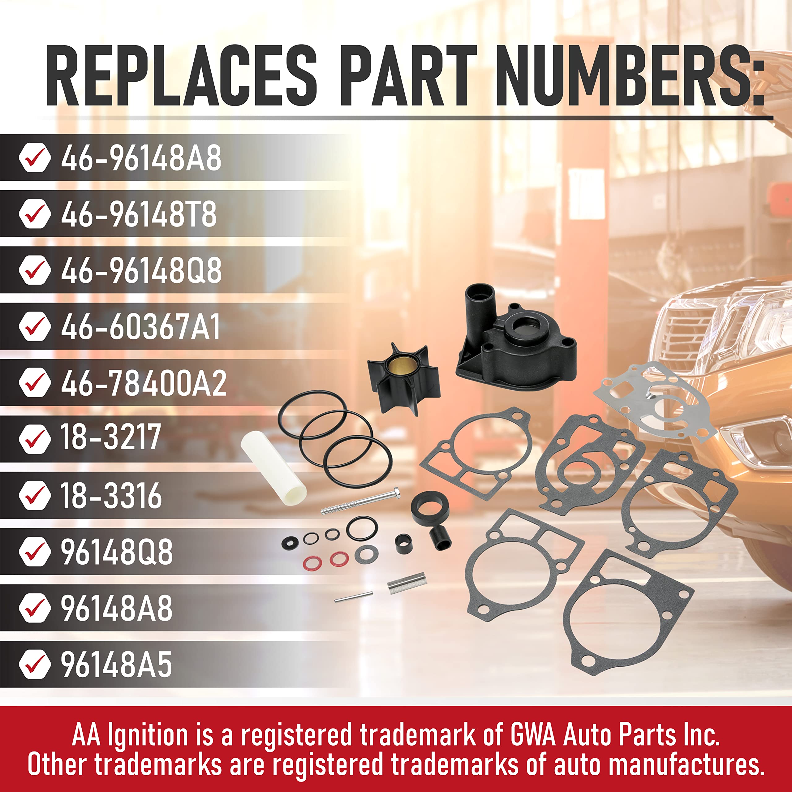 Water Pump Repair Kit - Compatible With Mercruiser Stern Drives, Mariner And Mercury 2-Strokes Outboards - Pre-Alpha, Alpha One