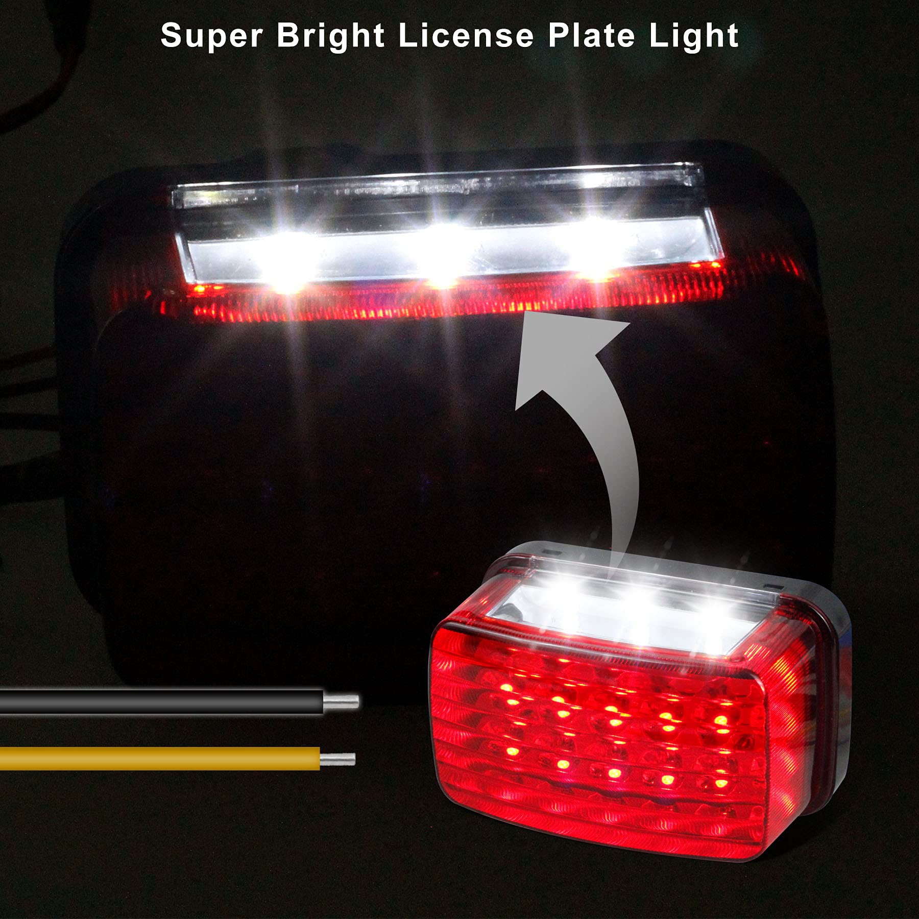 Quasco Led Tail Light Red Lens Atv Taillight Brake Lights Compatible With Yamaha Grizzly Big Bear Bruin Kodiak Wolverine Rhino Viking, Replacement For 5Km-84710-01-00