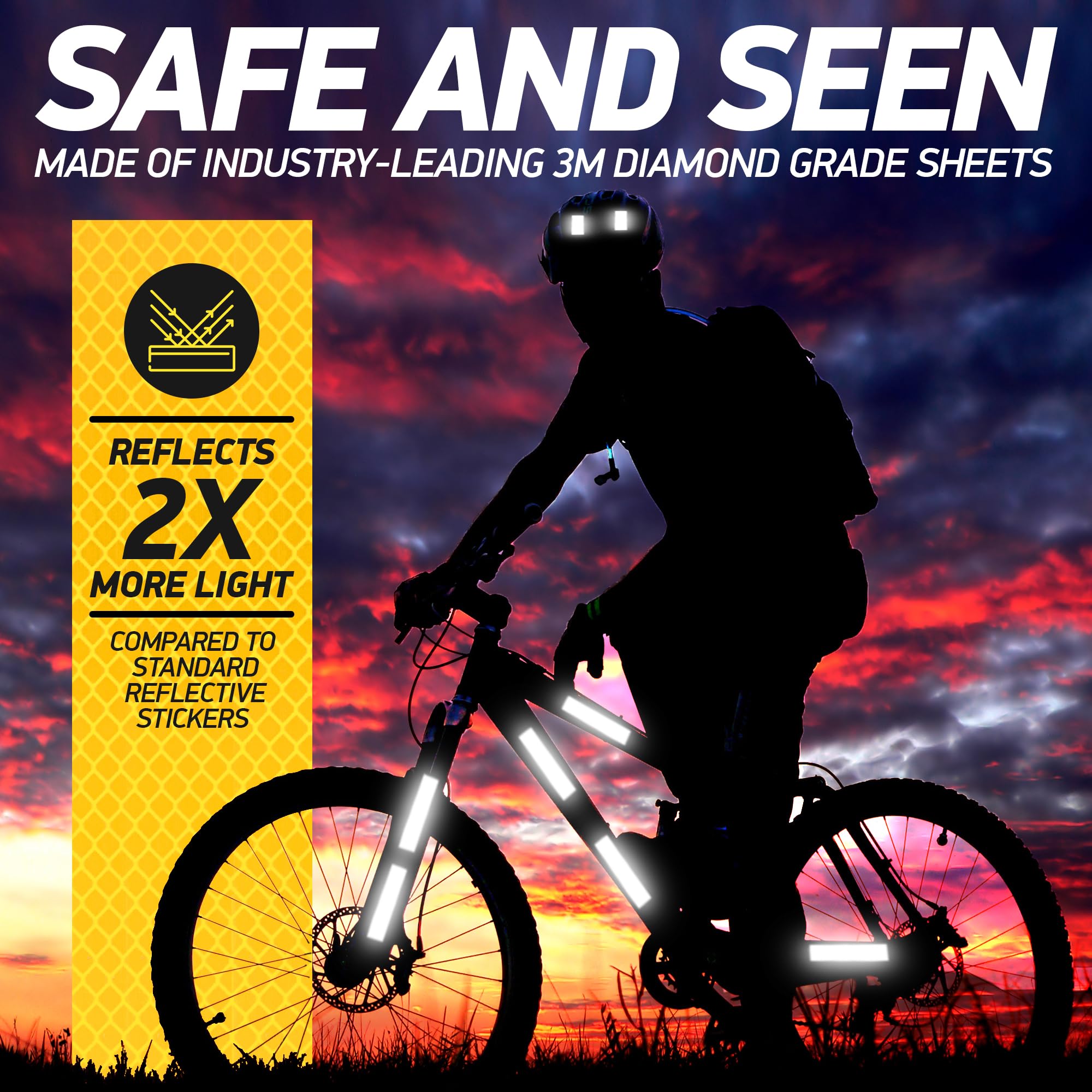 Byllstore High-Visibility Reflective Stickers | 3M Diamond Grade | Yellow | 1.25 X 6'' | 5-Pack | Multipurpose Use For Helmets