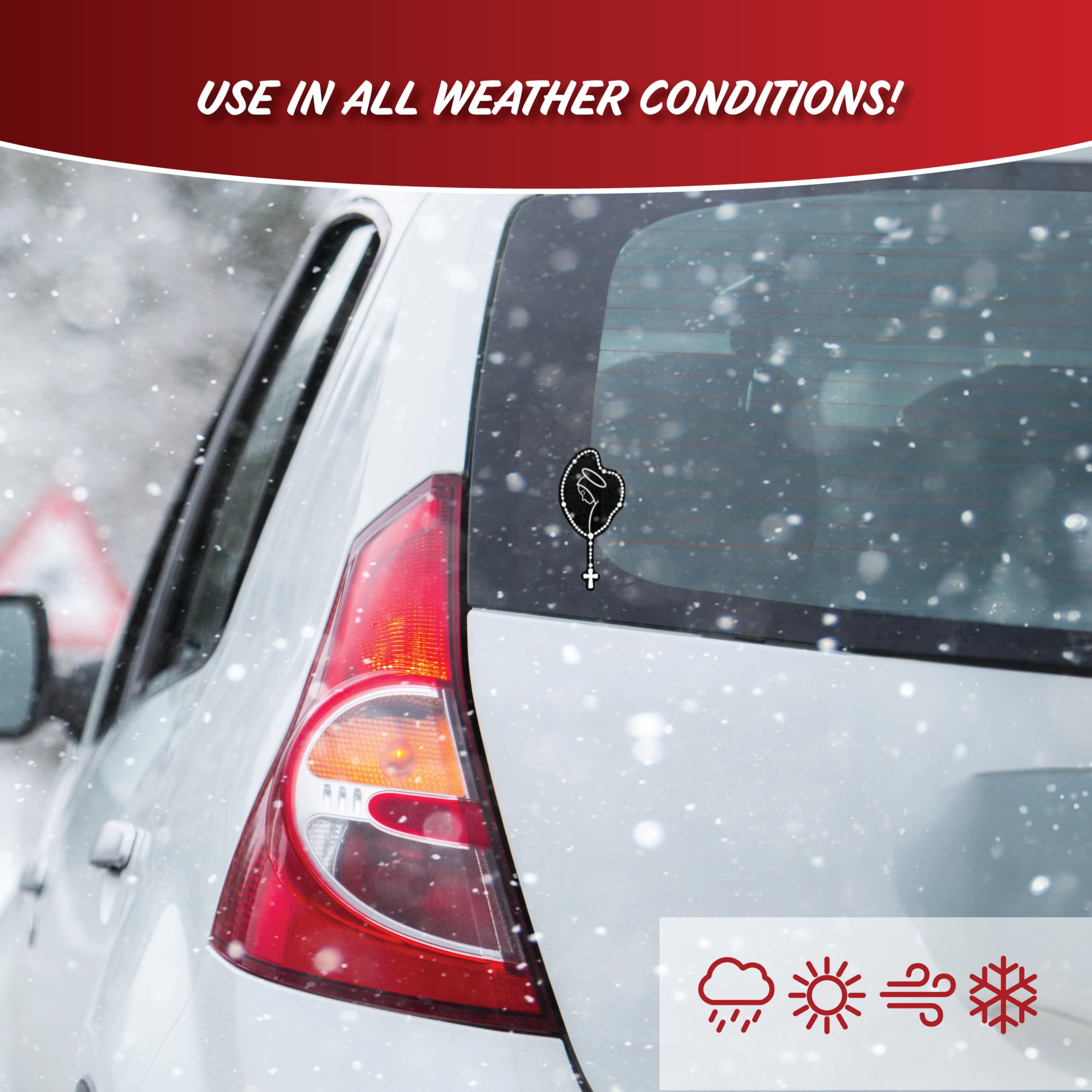 Mary Rosary Decals For Car Truck Tablet Tumbler Cell Phone - Set Of 3 Christian Stickers For Cars Stickers - Religious Holy Rosa