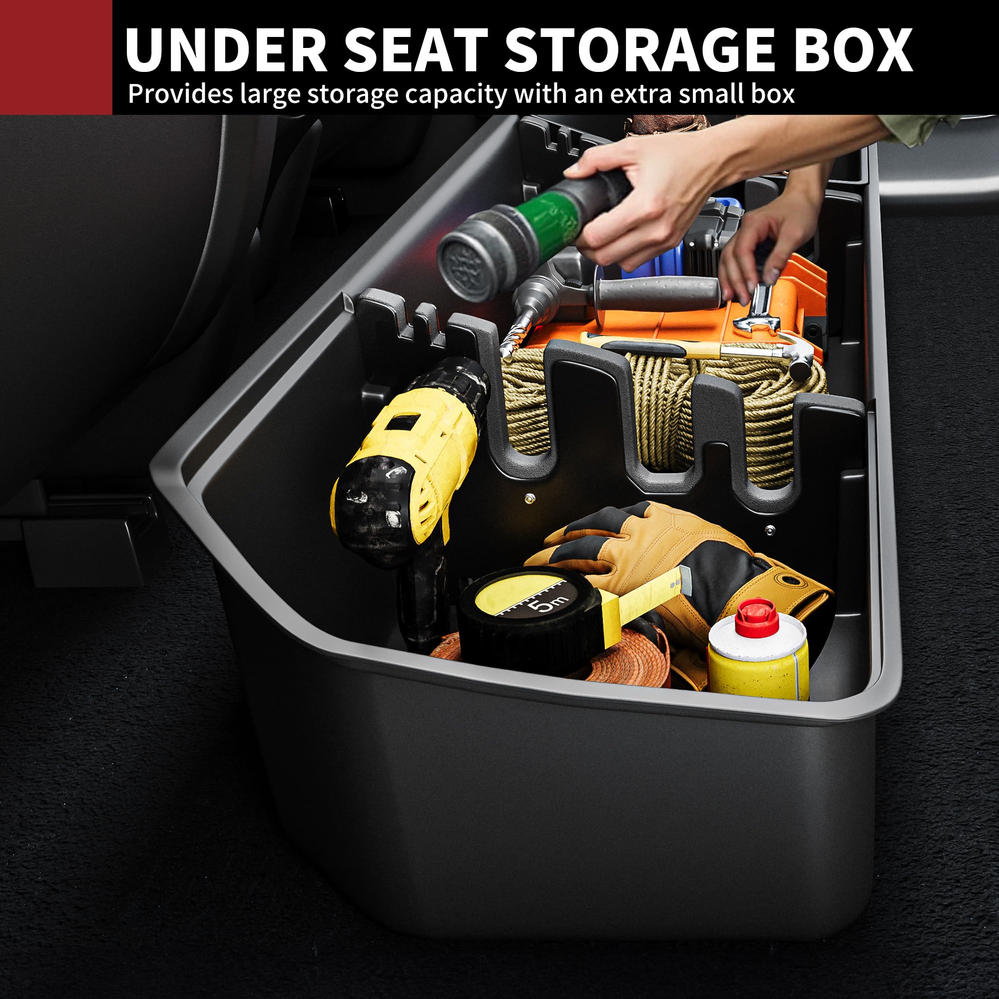 Yitamotor Rear Under Seat Storage Fit Ford 2015-2024 F150 & 2017-2024 Super Duty Supercrew/Crew Cab, Upgraded Truck Organizer Un